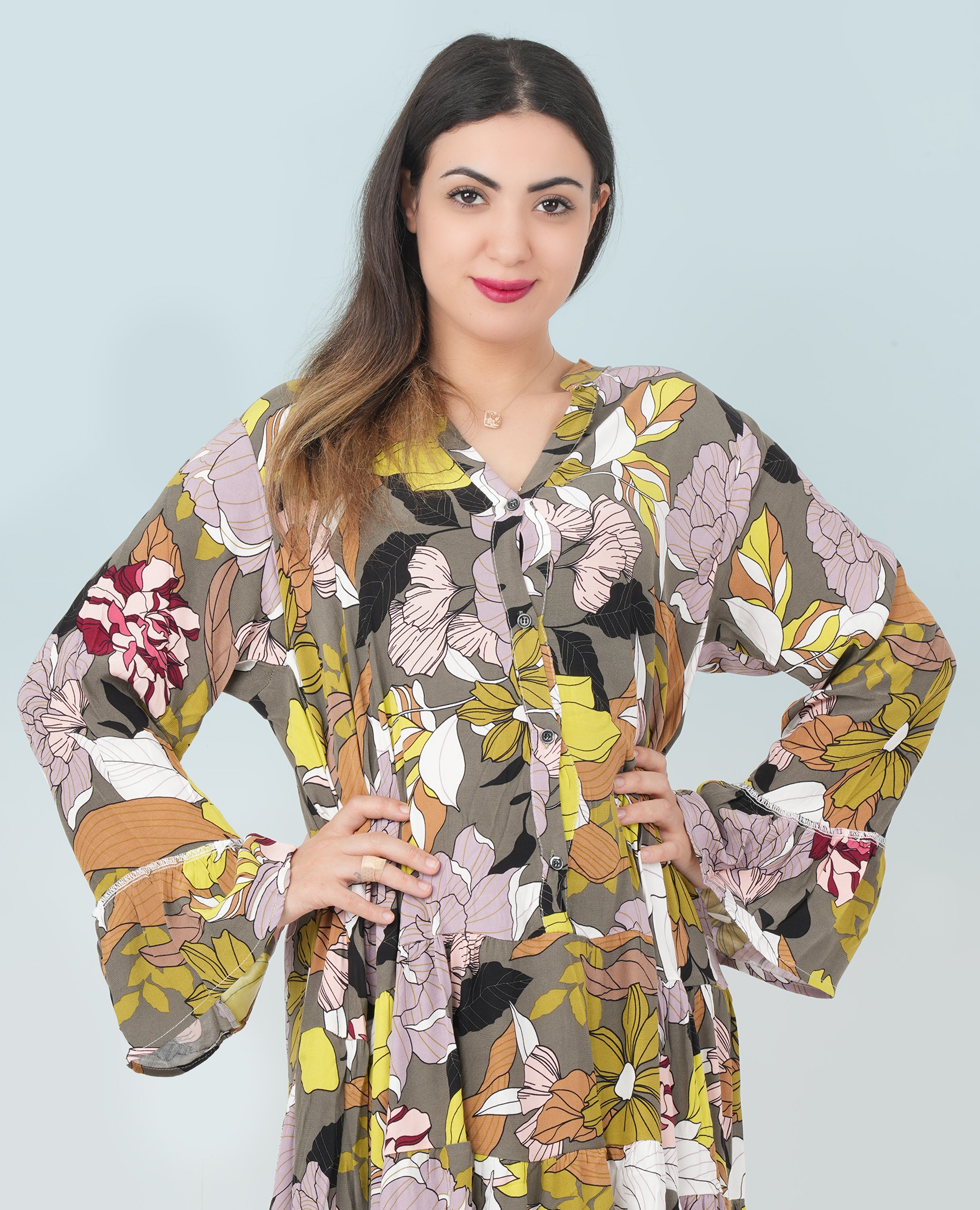 Multi Floral Print Dress for Women - Finelook