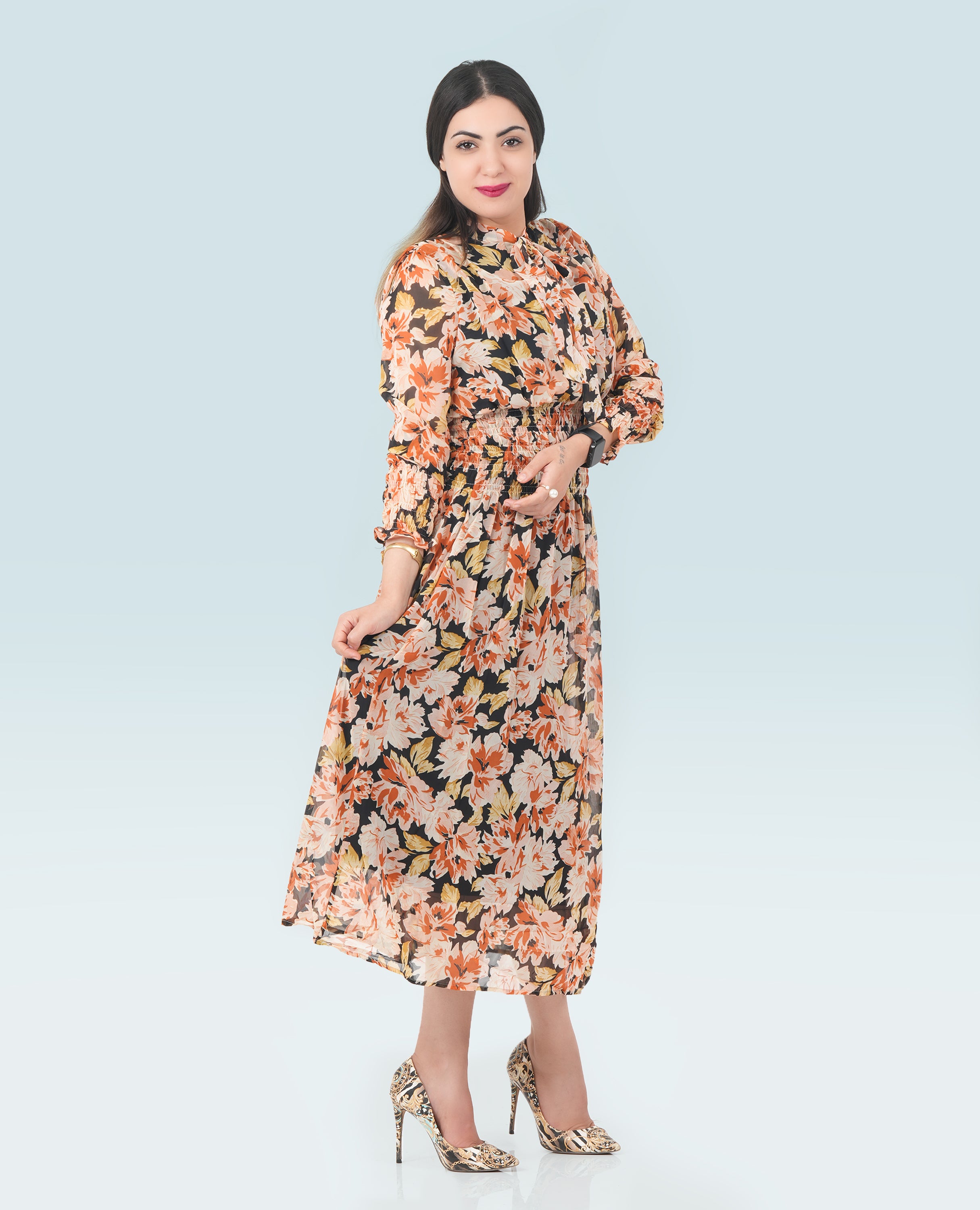 Elegant Floral Dress for Women - FineLook