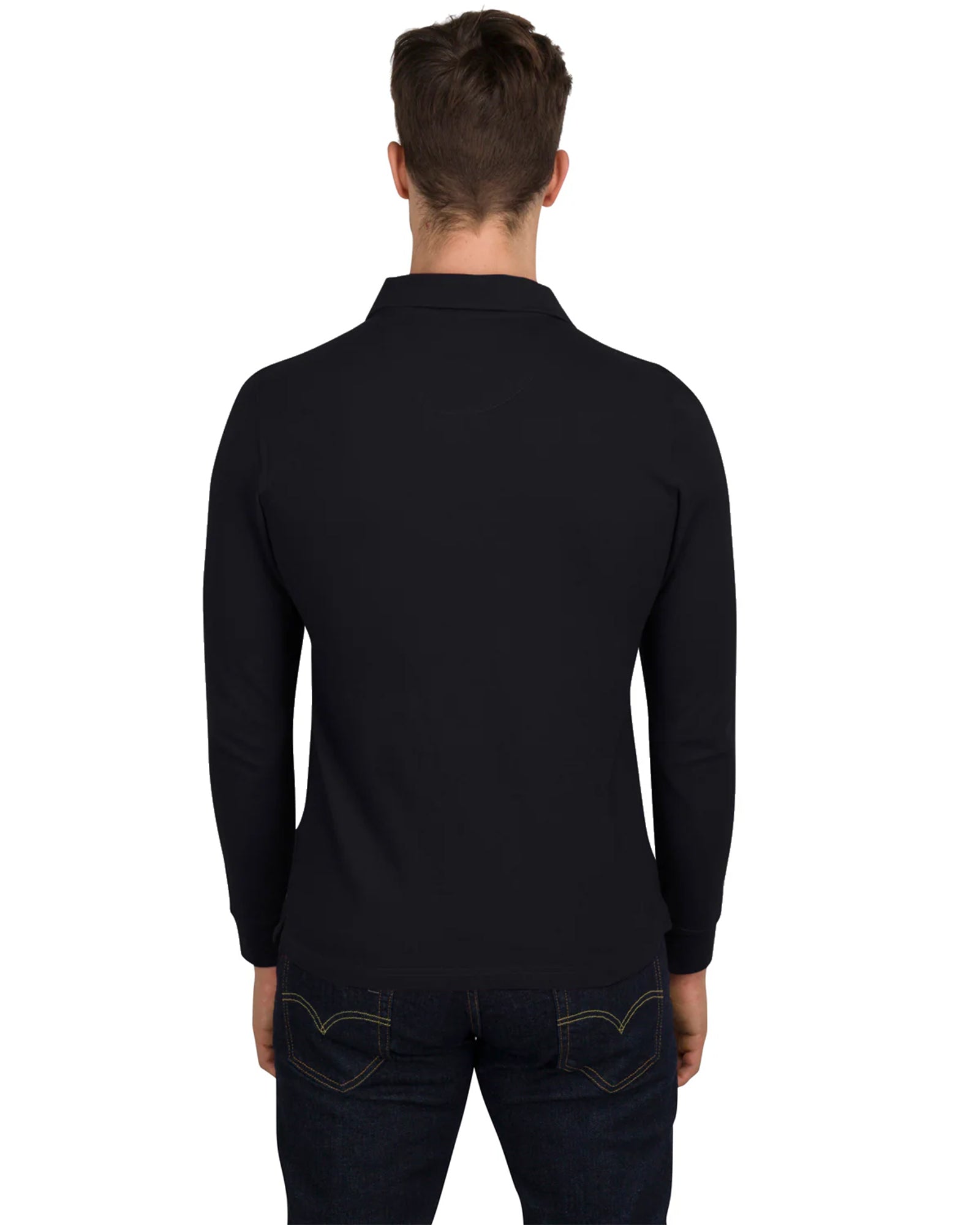 Men's Solid Long Sleeve Polo T-Shirt