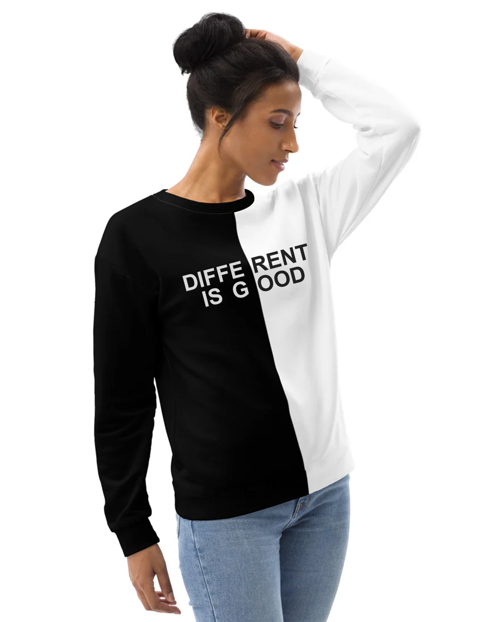 Women black and white sweatshirt