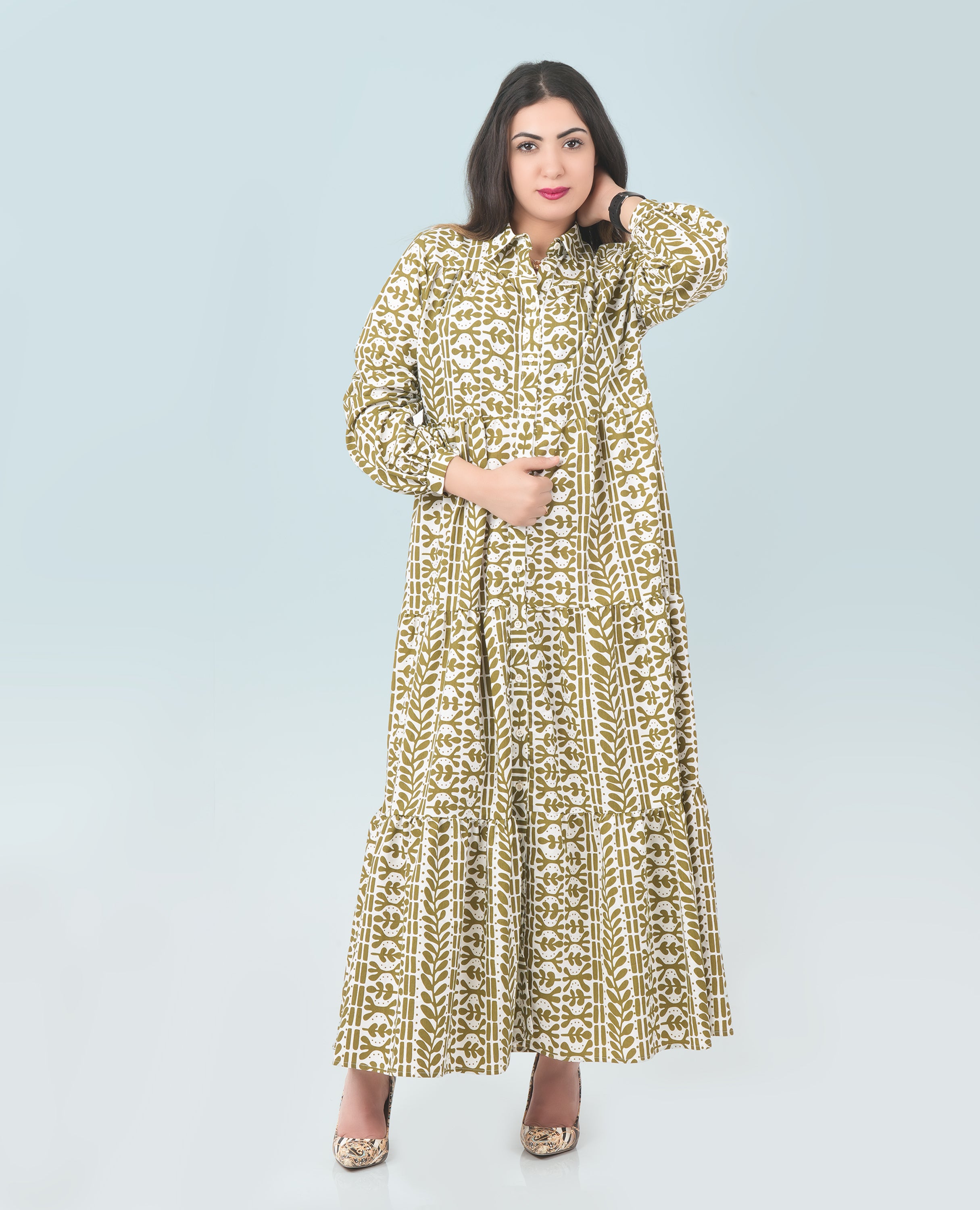 Printed Collar Dress For Women - Finelook - FineLook