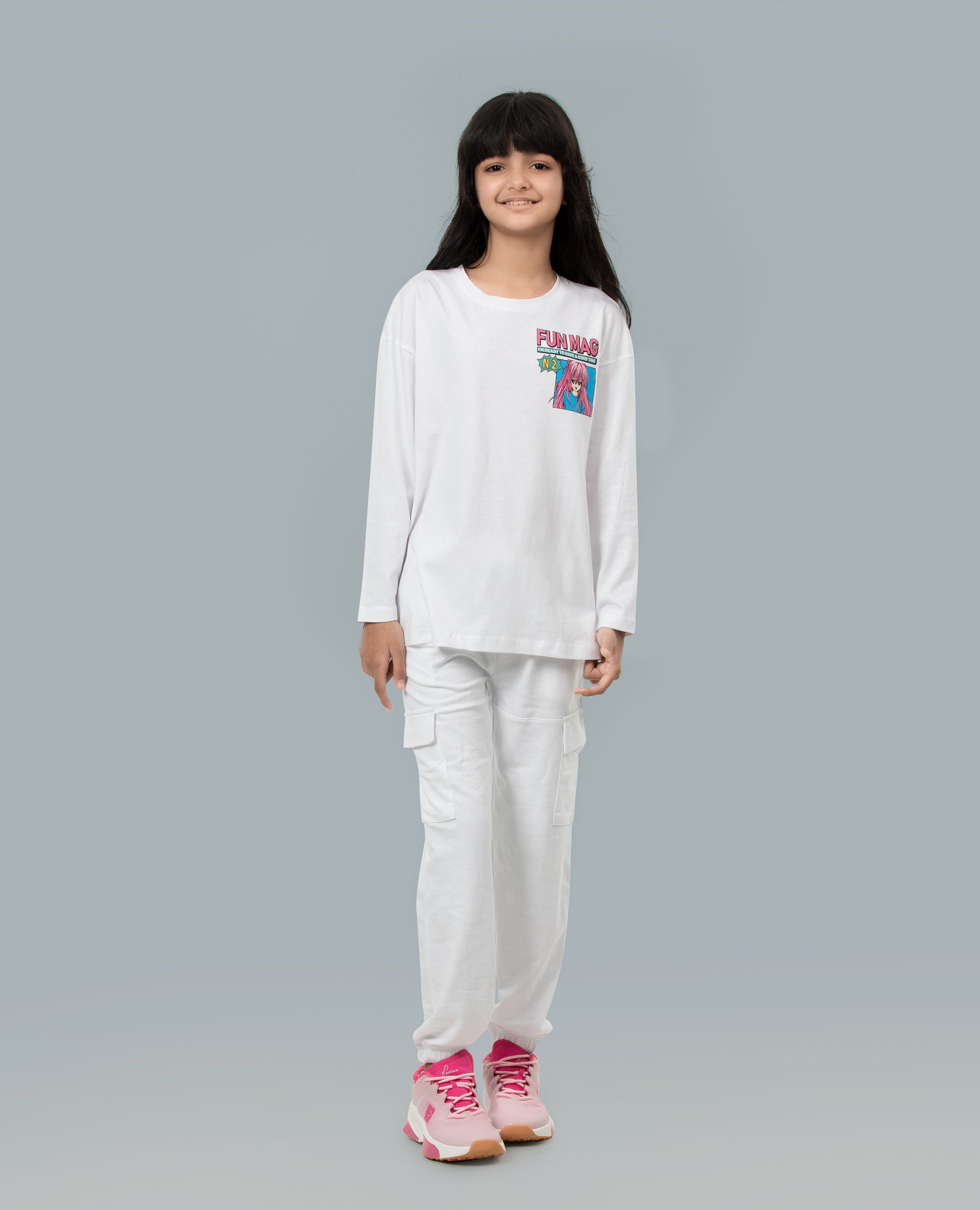 Girl's Anime Fun Mag Long Sleeve T-shirt & Bottom Set