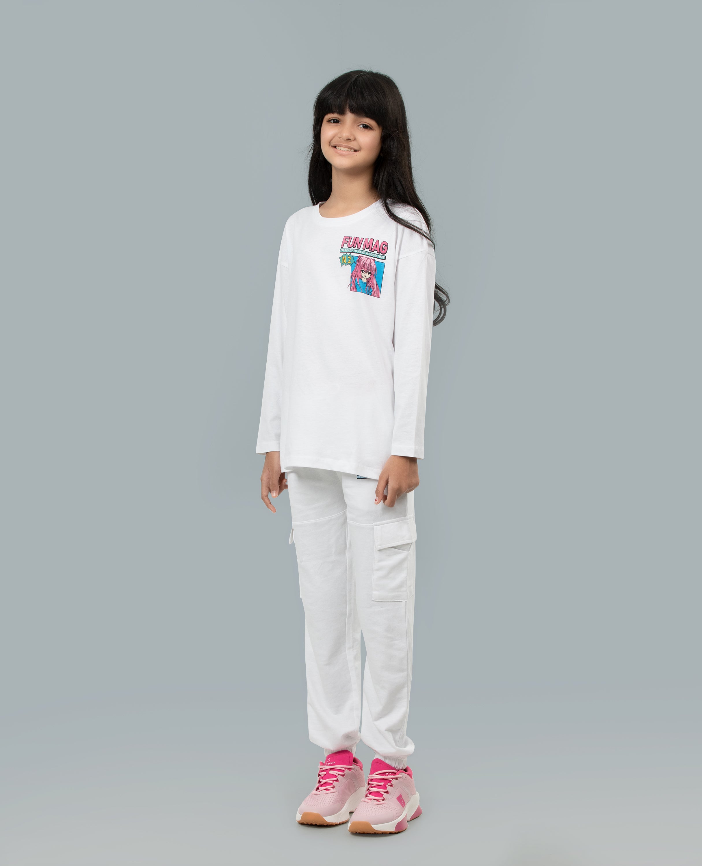 Girl's Anime Fun Mag Long Sleeve T-shirt & Bottom Set