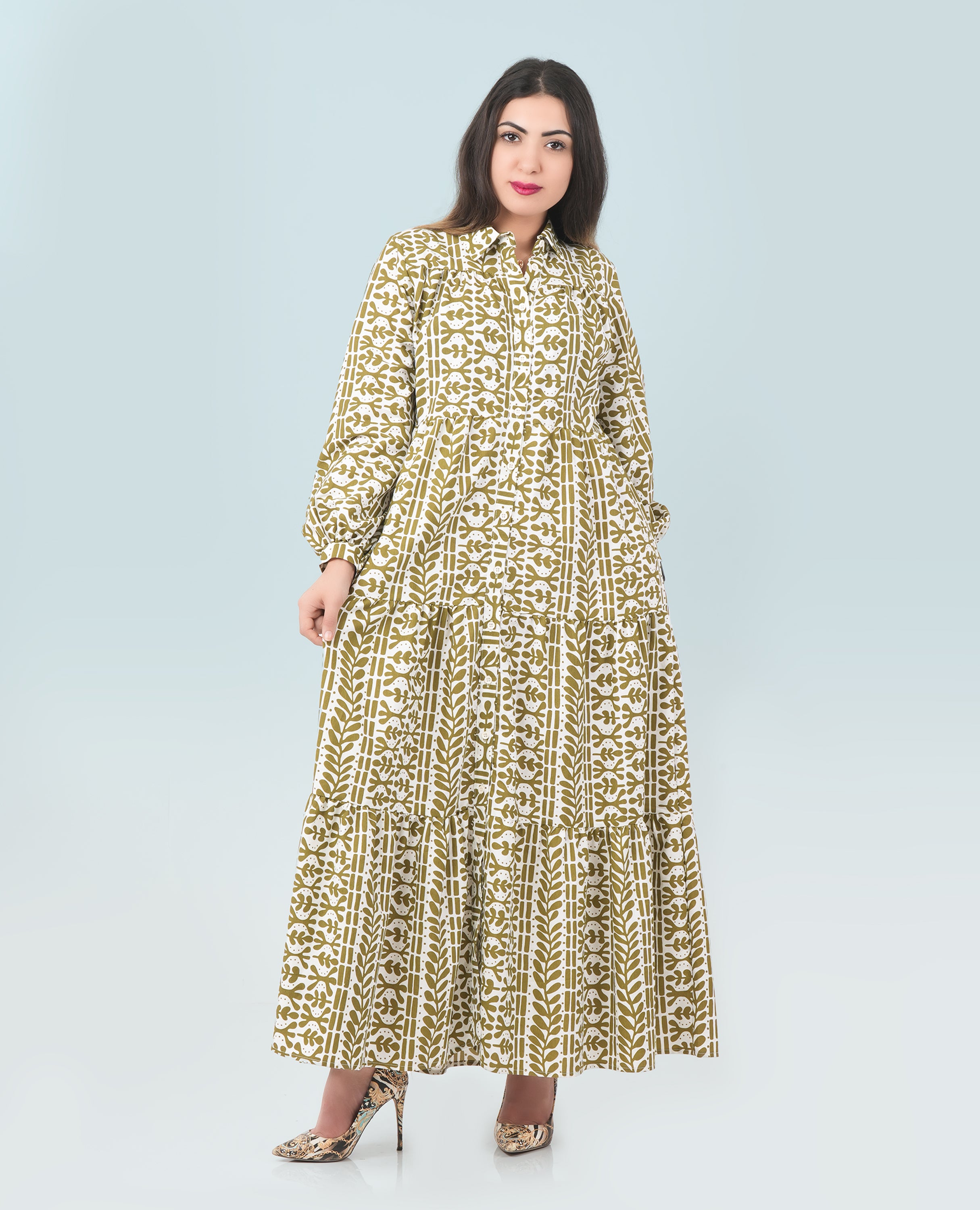 Printed Collar Dress For Women - Finelook