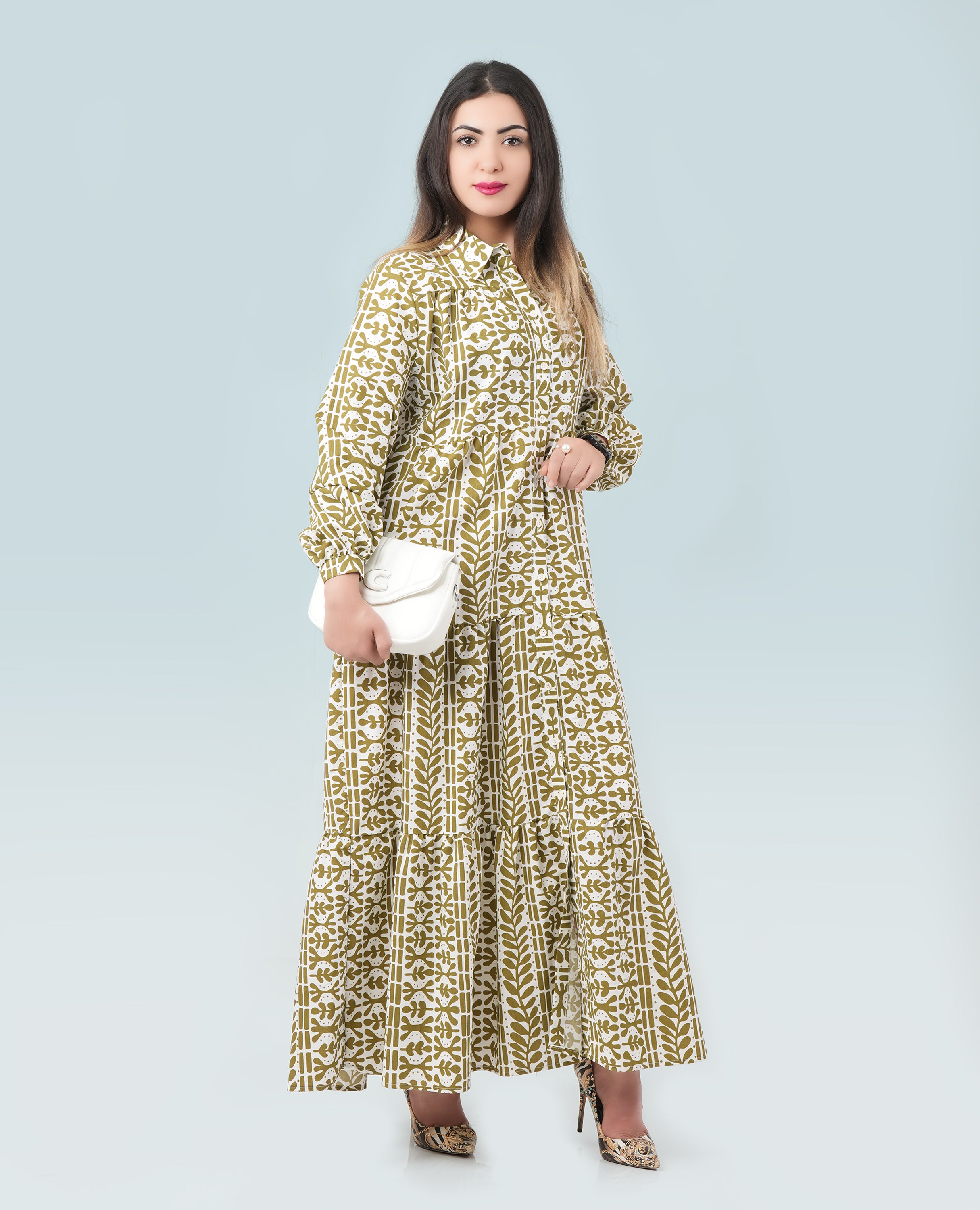 Printed Collar Dress For Women - Finelook