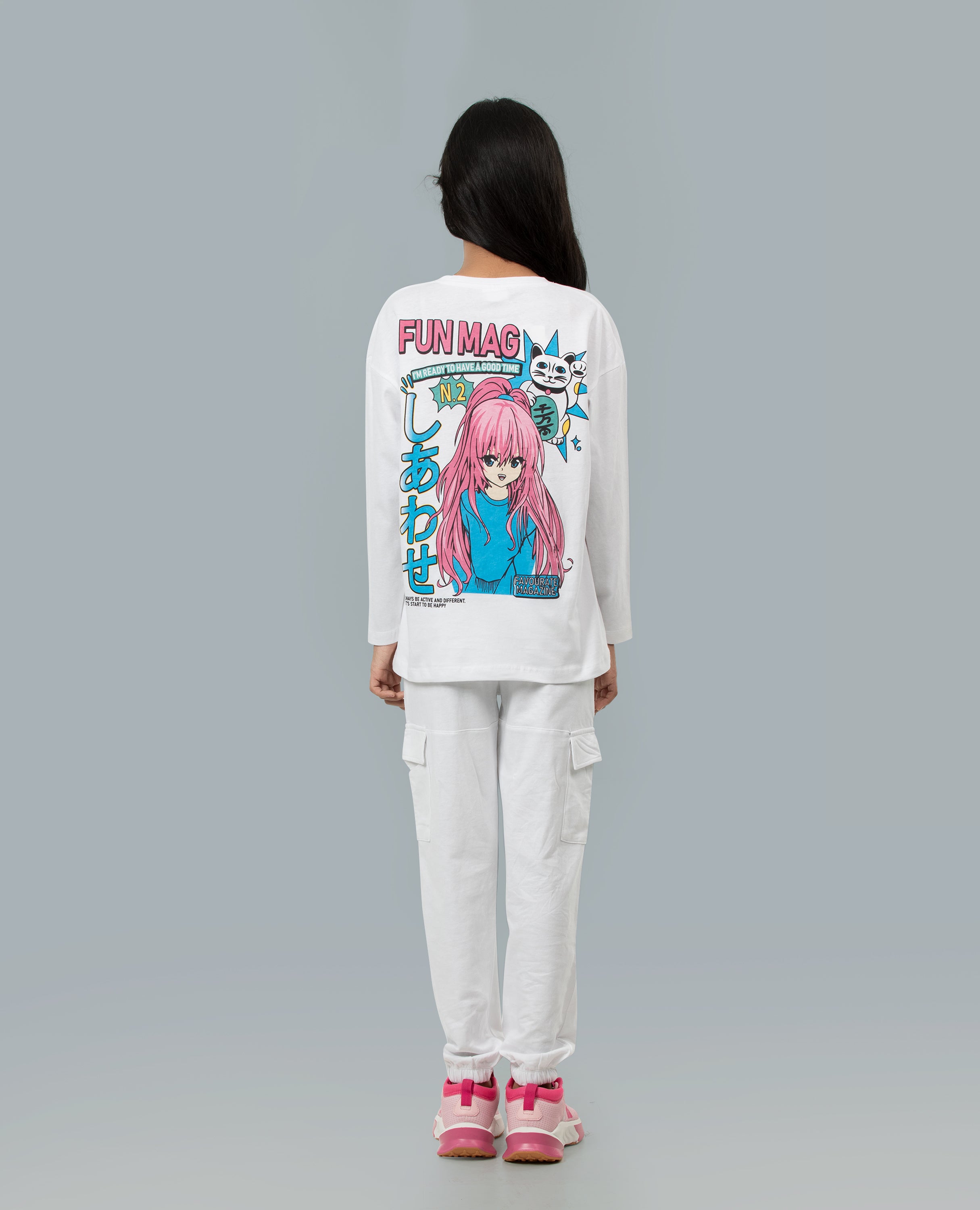 Girl's Anime Fun Mag Long Sleeve T-shirt & Bottom Set