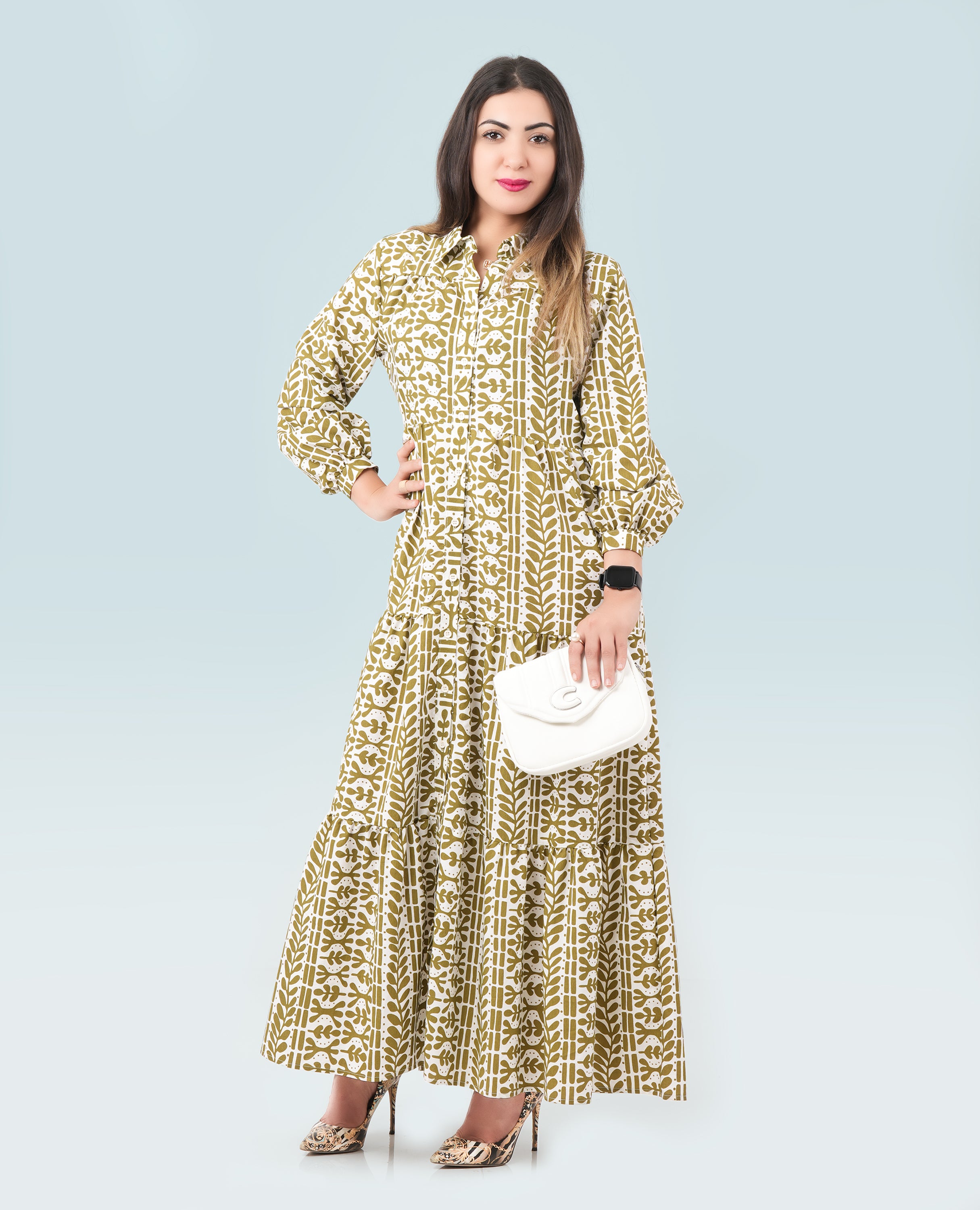 Printed Collar Dress For Women - Finelook