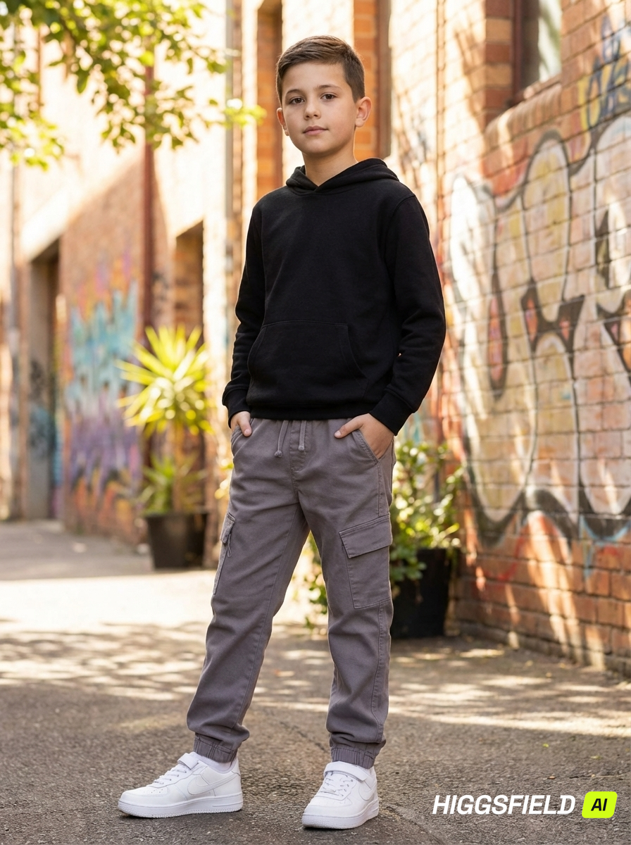 بنطال رياضي أنيق للأولاد بقصّة Slim Fit مع أربطة قابلة للتعديل وكاحل مرن