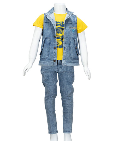 Girl denim pant & t-shirt with jacket