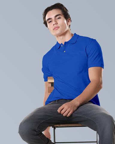 Men's Solid Polo T-shirt with Short Sleeves