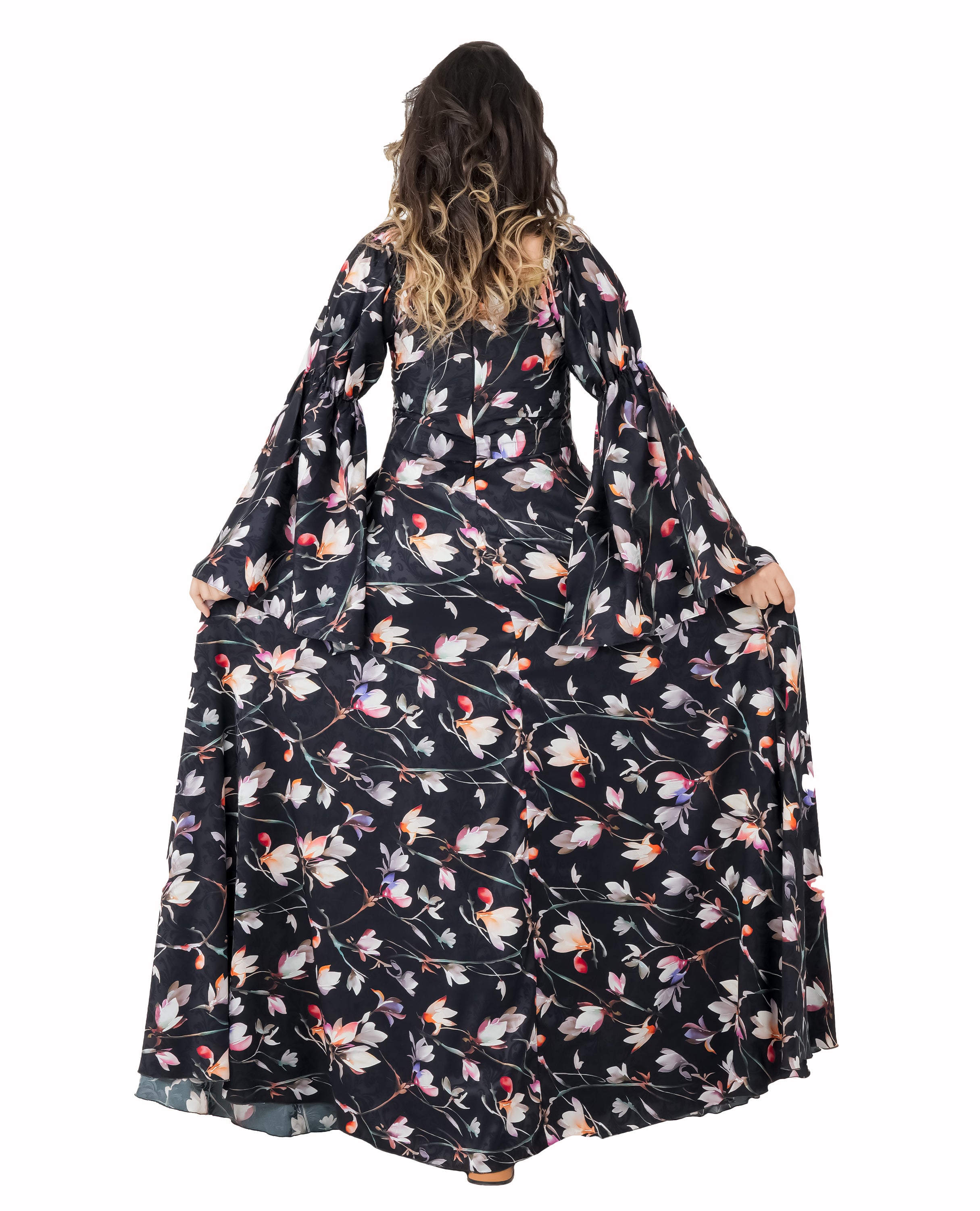 Midnight Bloom Flowy Maxi Dress – Black Floral Elegance