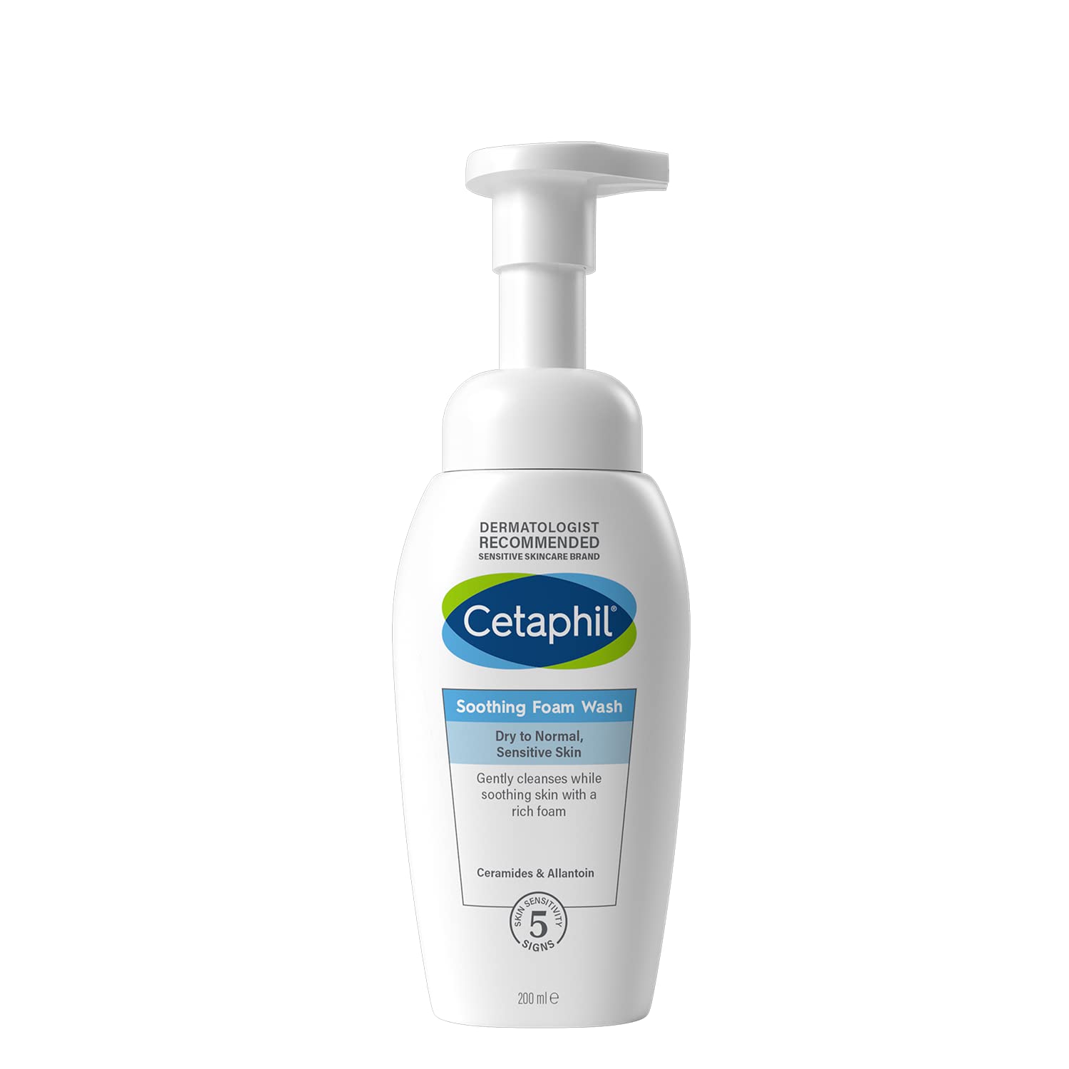 Cetaphil Soothing Foam Face Wash for Normal, Dry or Sensitive Skin, Vegan-Friendly - 200ml