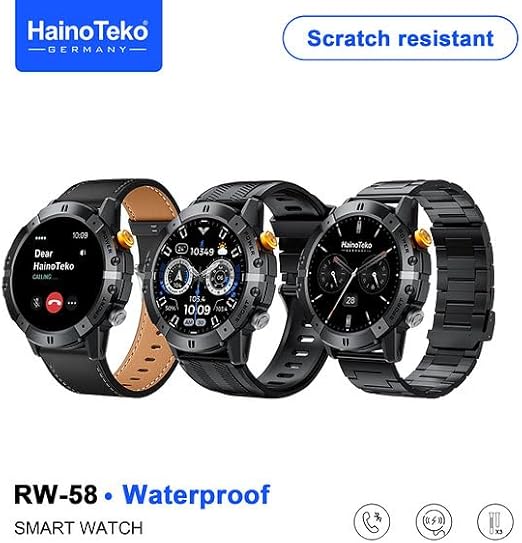 HainoTeko RW58 Round Smart watch with 3 Set Strap