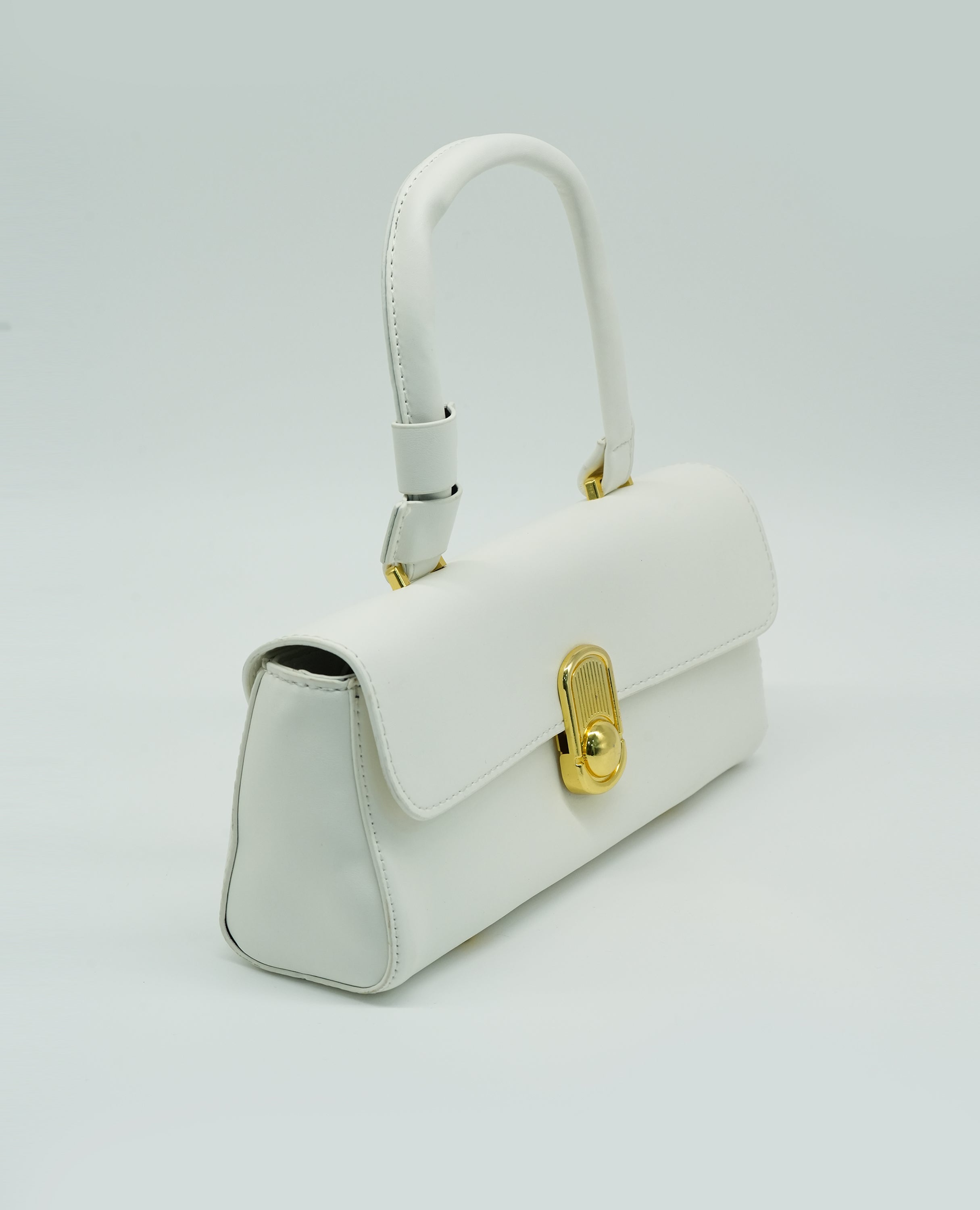 Elegant Women's Handbag – Classic Top Handle Purse with Gold-Tone Lock