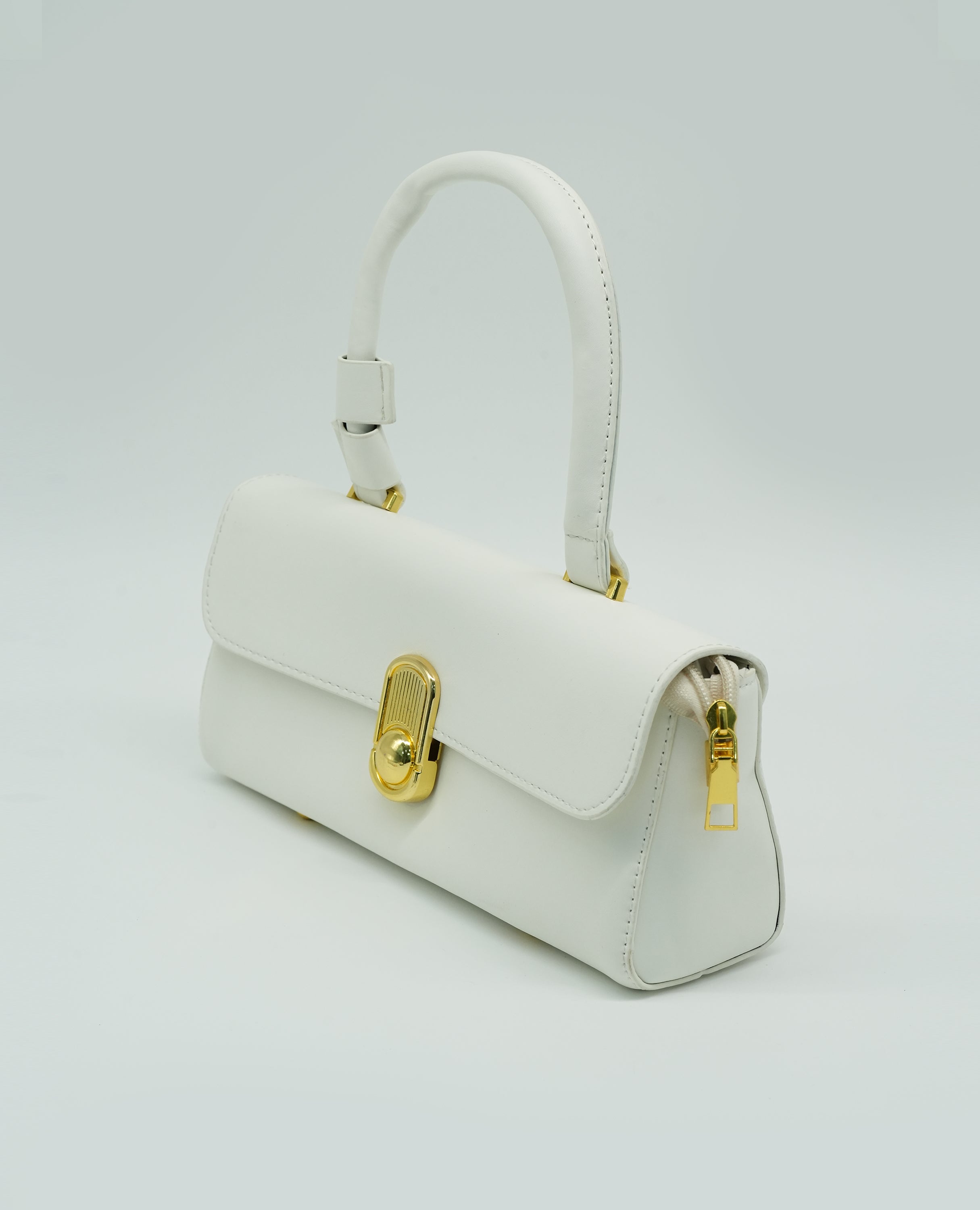 Elegant Women's Handbag – Classic Top Handle Purse with Gold-Tone Lock