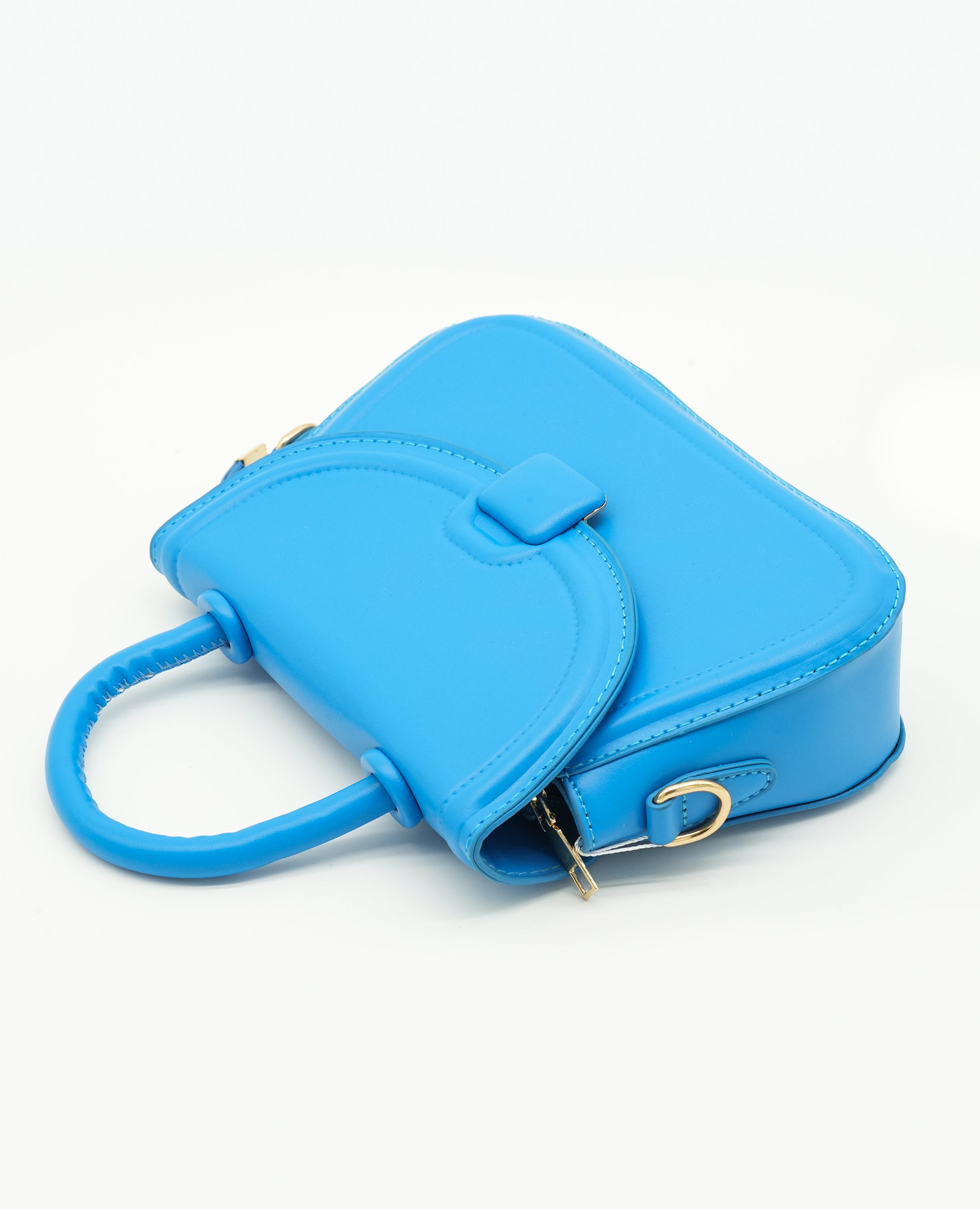 Solid Crossbody Bag with Adjustable Strap and Flap Closure - Finelook