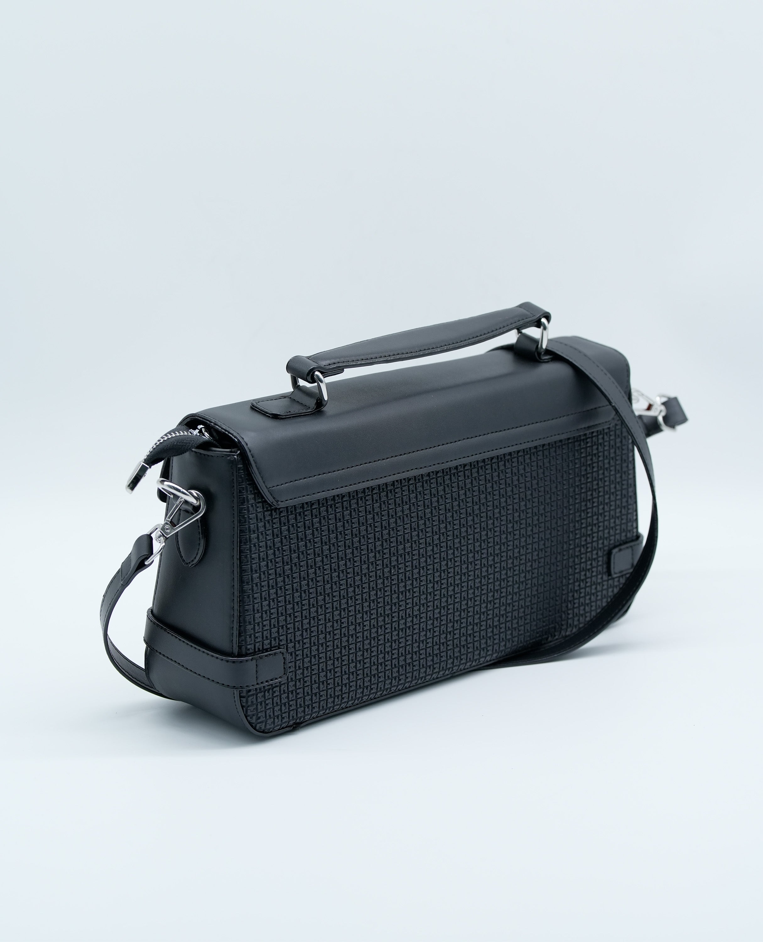 Women All-Over Monogram Print Satchel Bag with Detachable Strap.