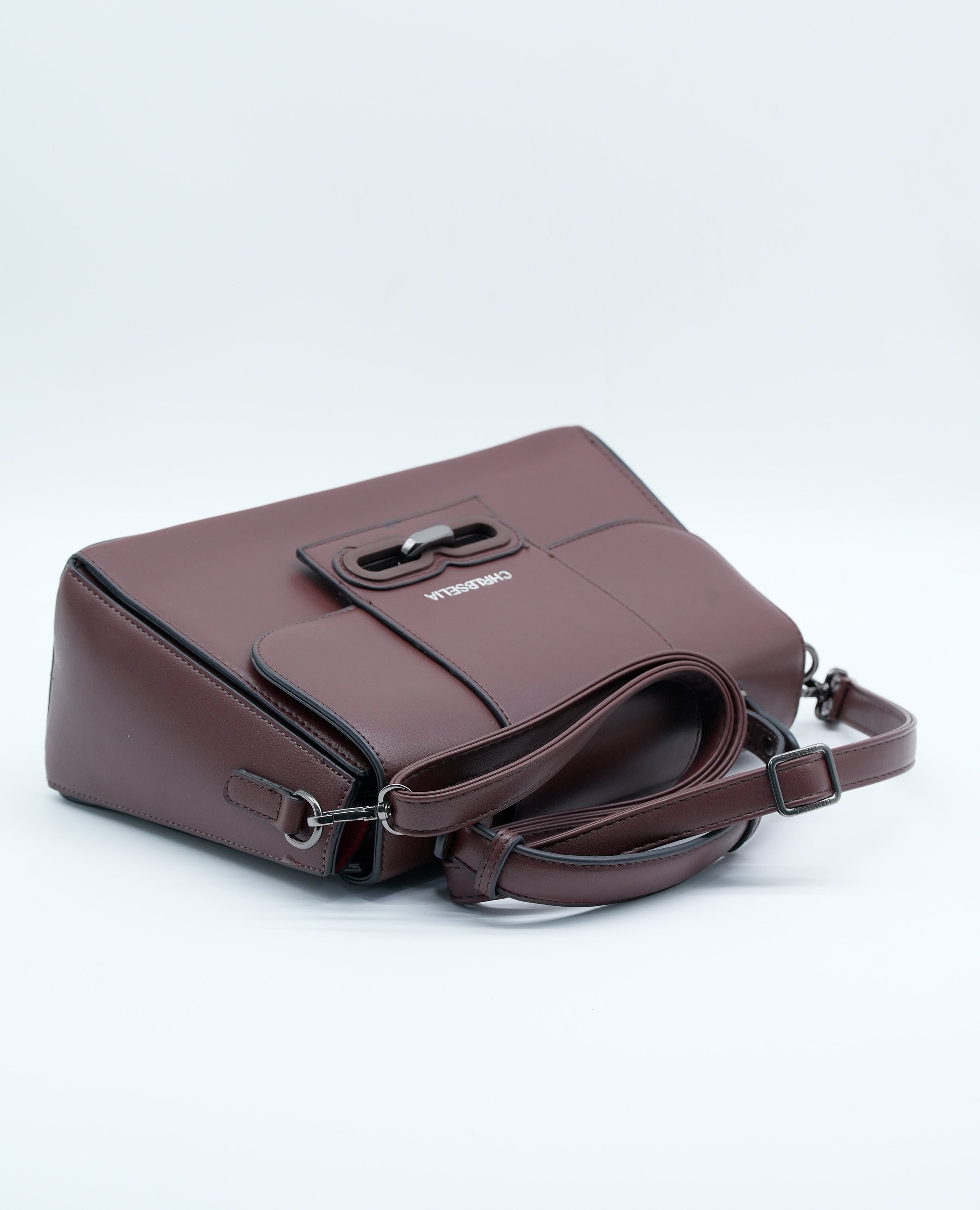 Elegant Women's Handbag with Twist Lock, Sturdy Handle, Detachable Strap & Matching Wallet.