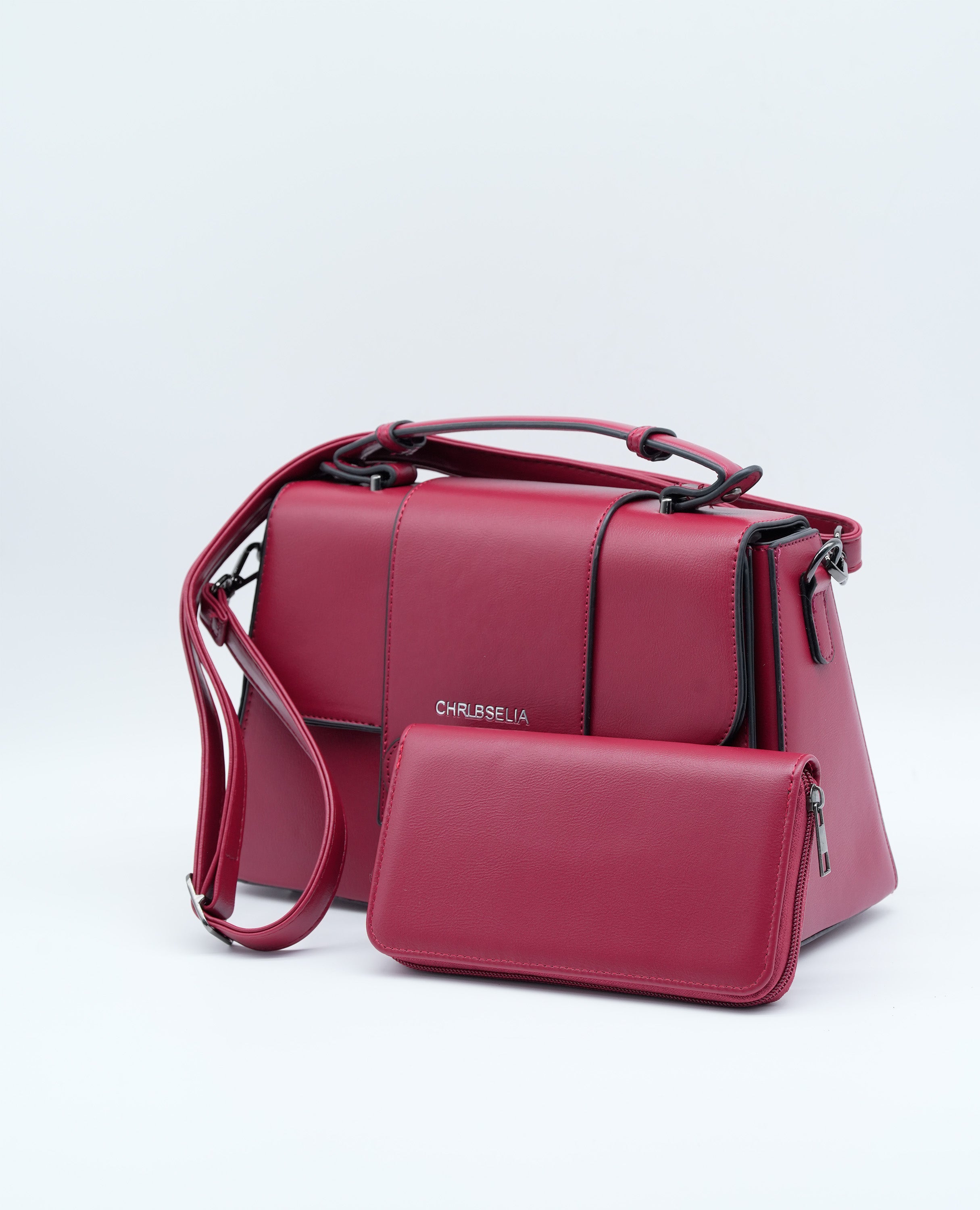 Elegant Women's Handbag with Twist Lock, Sturdy Handle, Detachable Strap & Matching Wallet