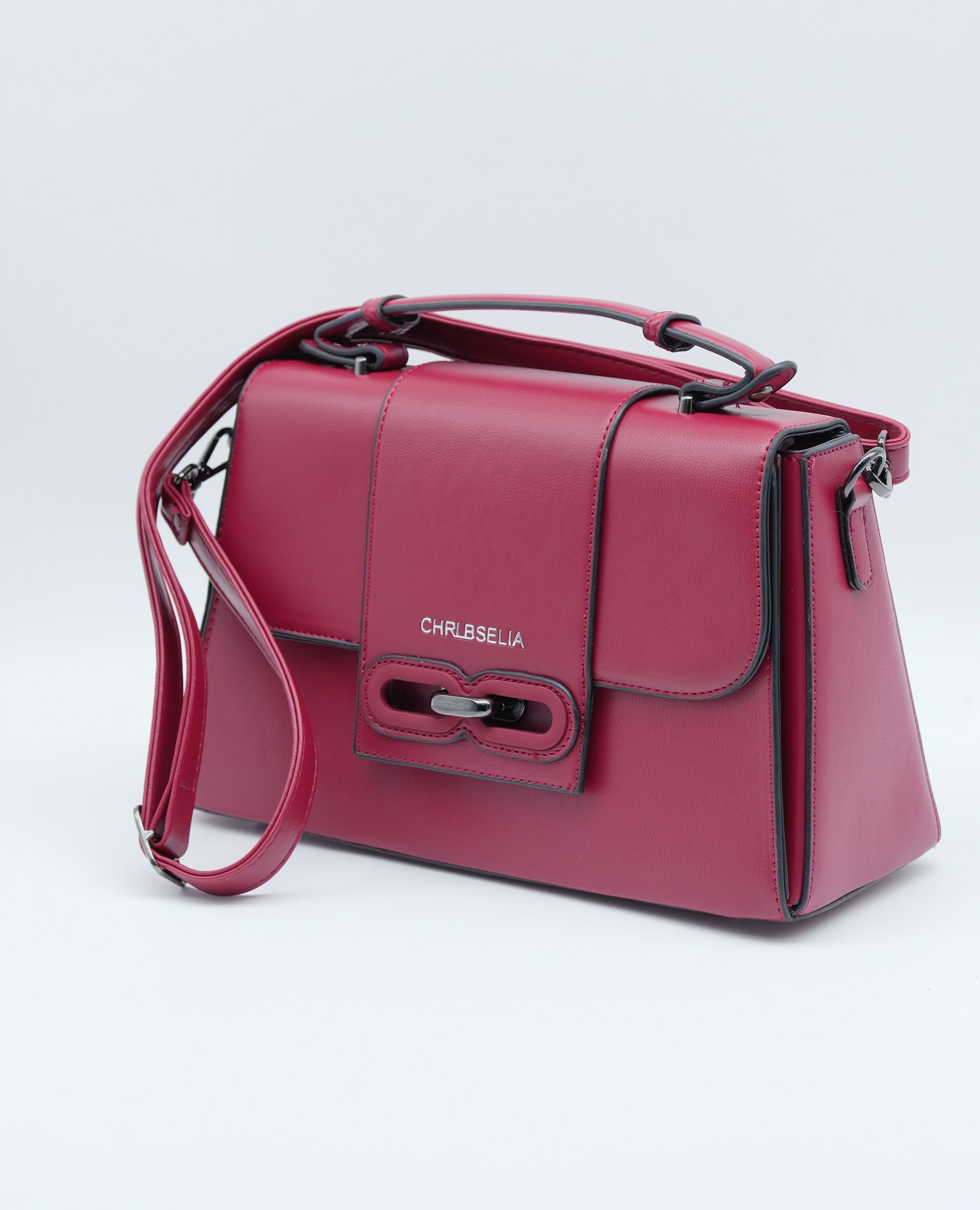 Elegant Women's Handbag with Twist Lock, Sturdy Handle, Detachable Strap & Matching Wallet