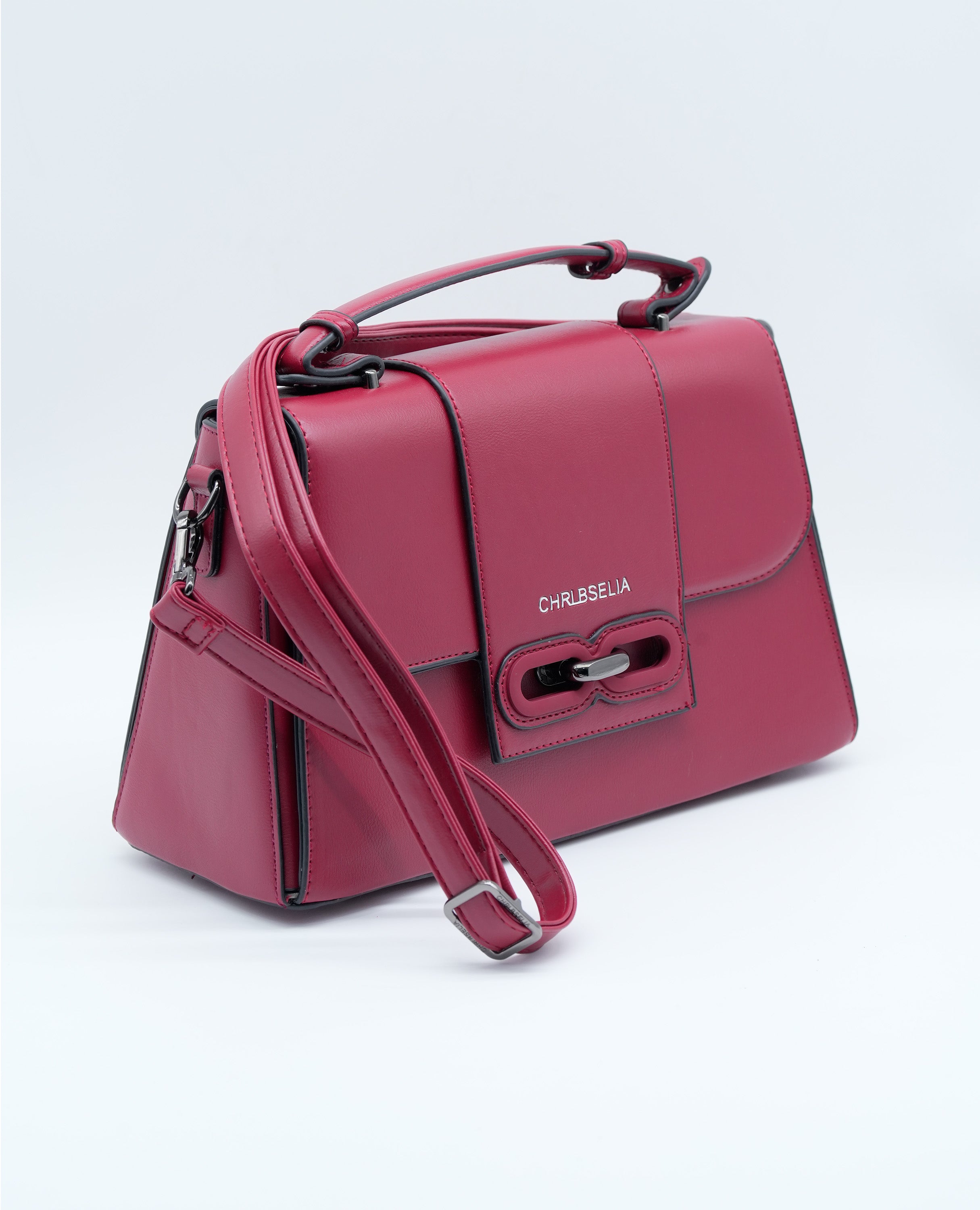 Elegant Women's Handbag with Twist Lock, Sturdy Handle, Detachable Strap & Matching Wallet