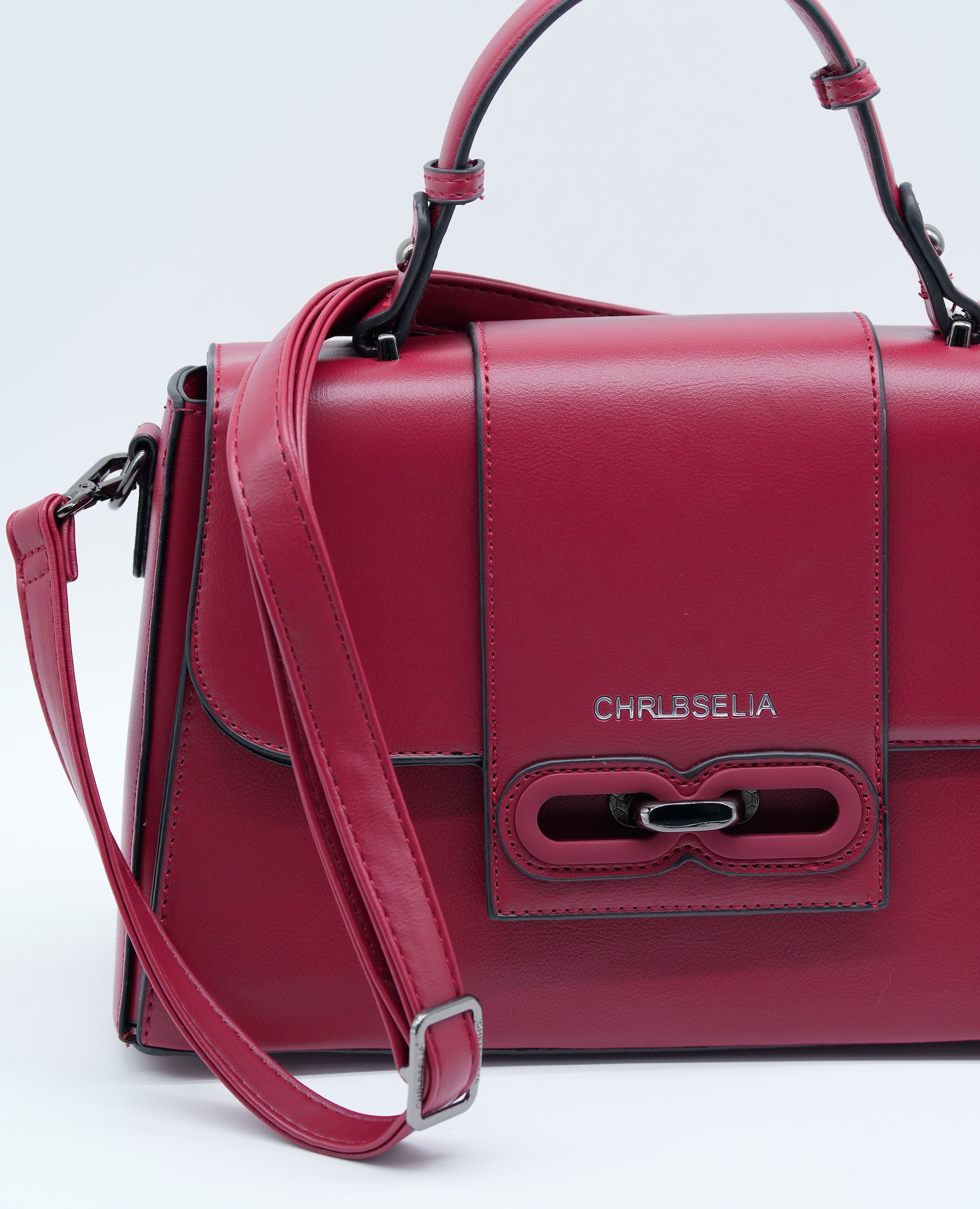Elegant Women's Handbag with Twist Lock, Sturdy Handle, Detachable Strap & Matching Wallet