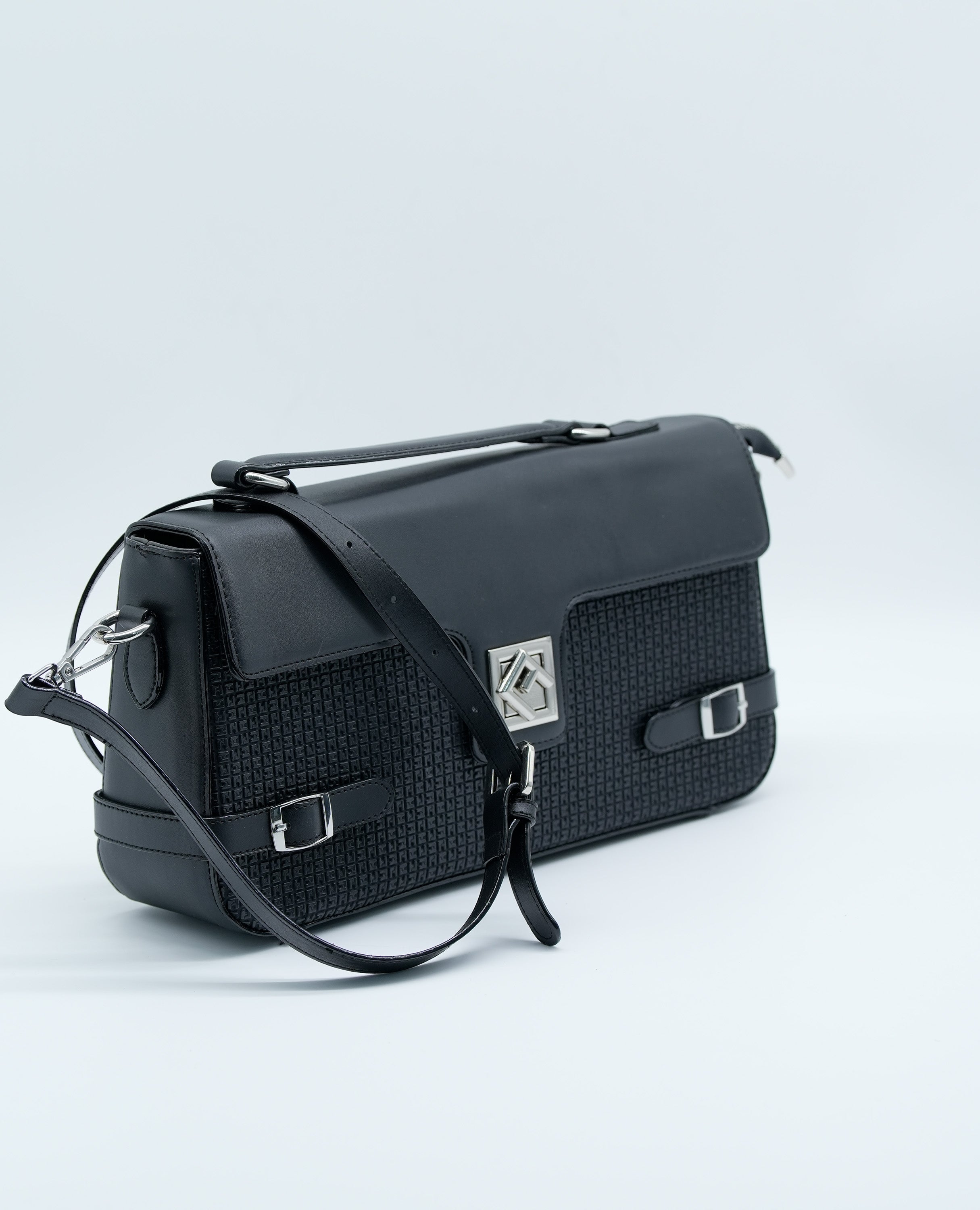 Women All-Over Monogram Print Satchel Bag with Detachable Strap.