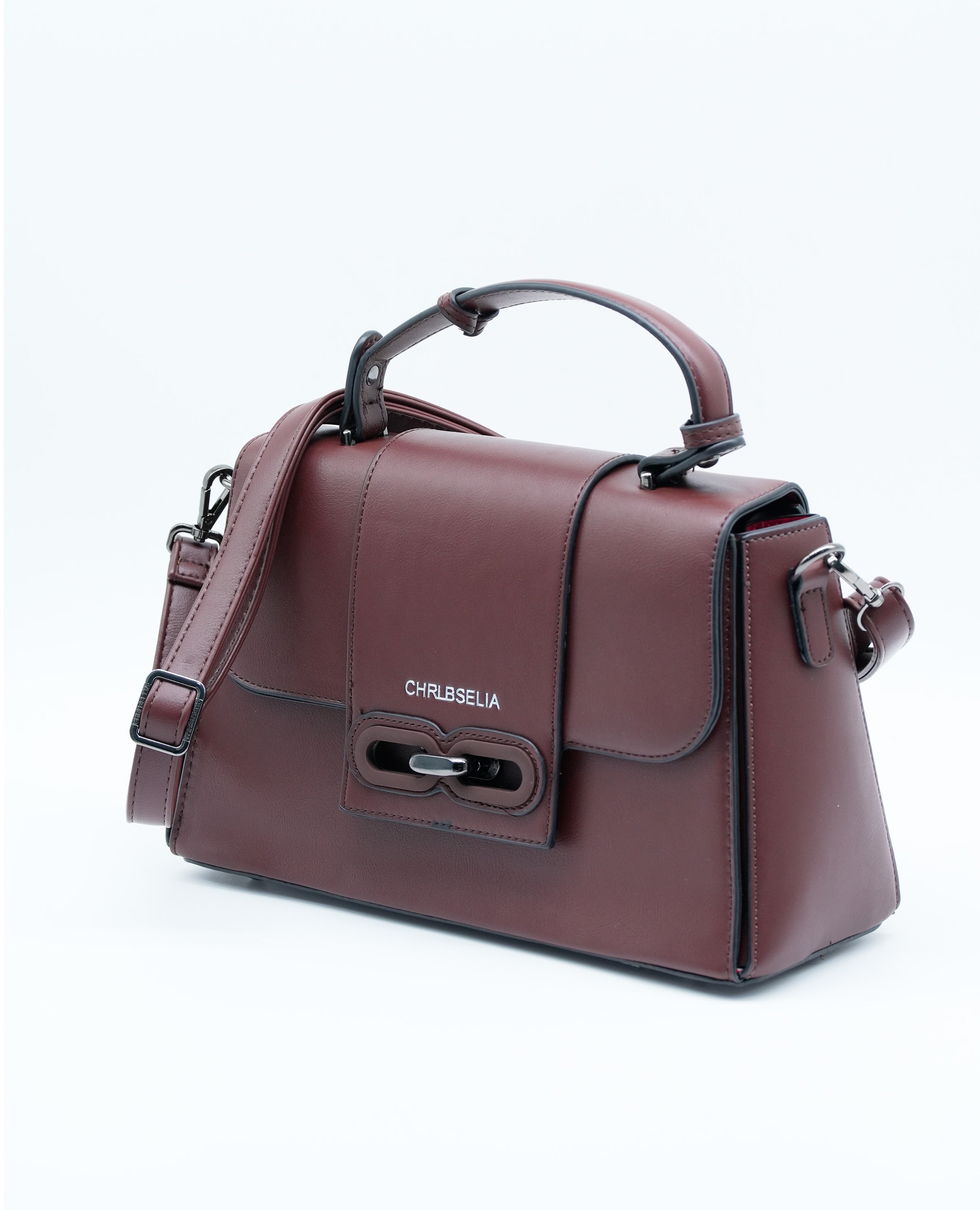 Elegant Women's Handbag with Twist Lock, Sturdy Handle, Detachable Strap & Matching Wallet.