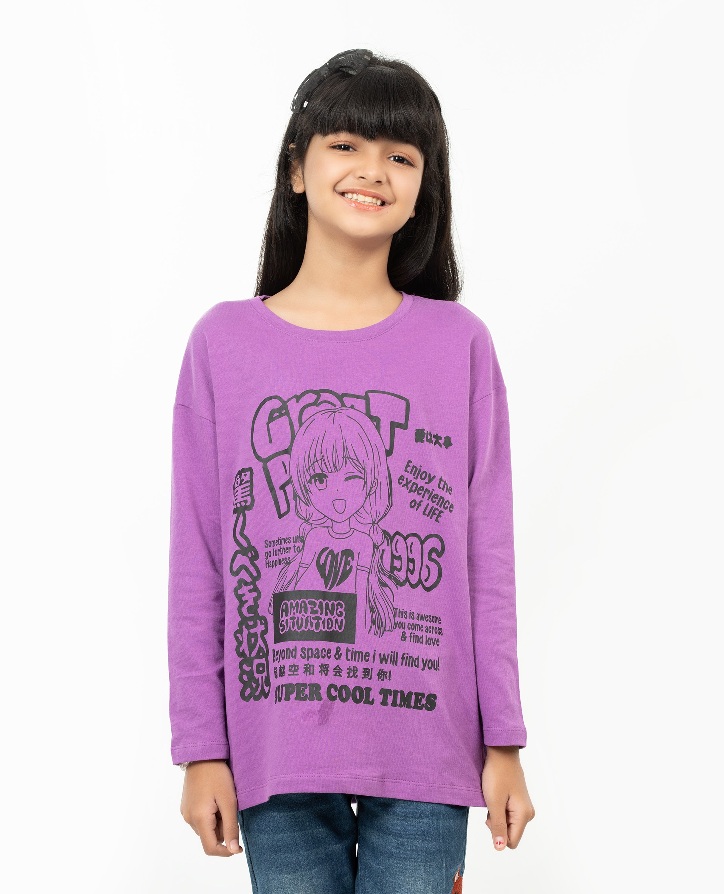 Girl’s Drop Shoulder Long sleeve  T-shirt