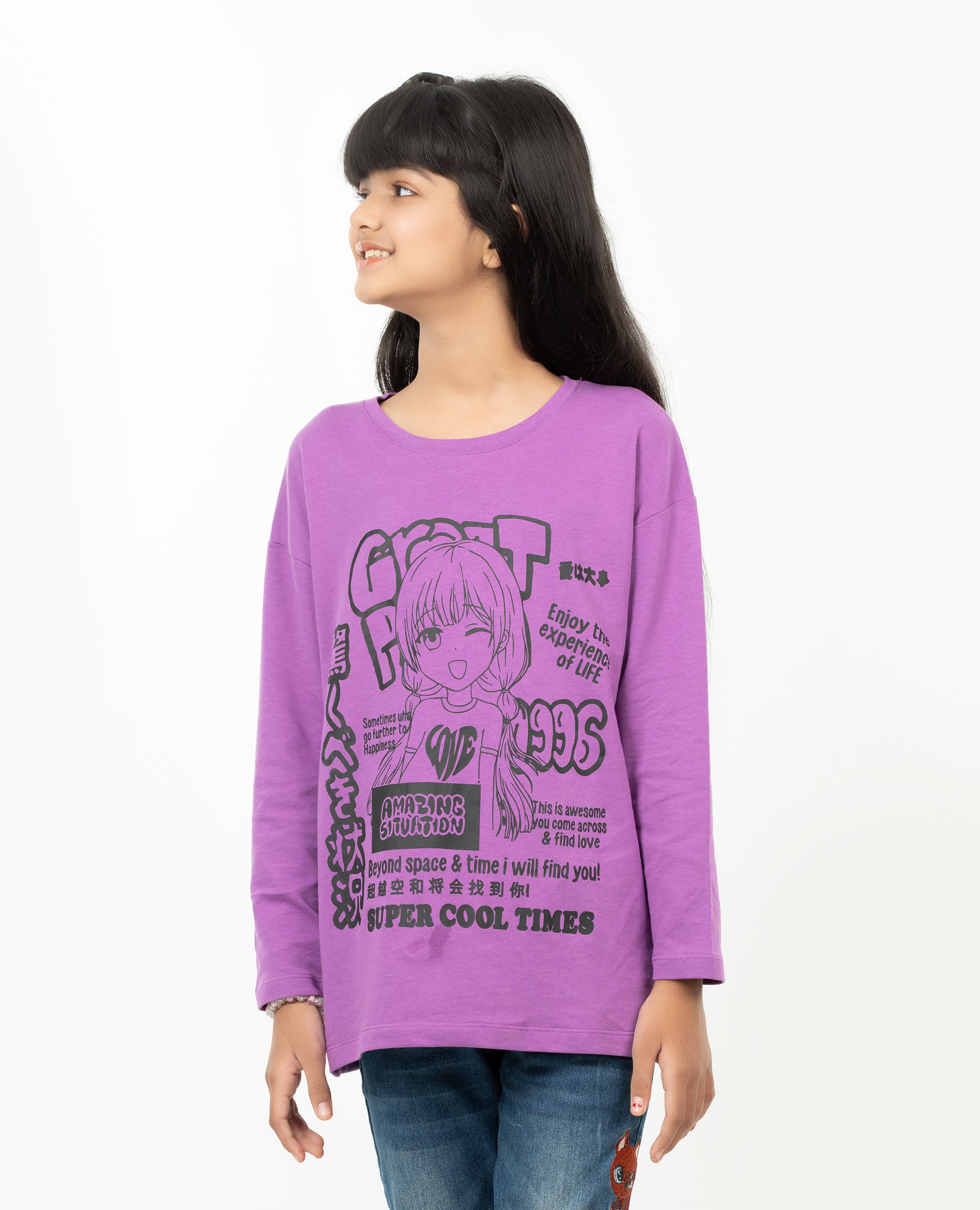 Girl’s Drop Shoulder Long sleeve  T-shirt