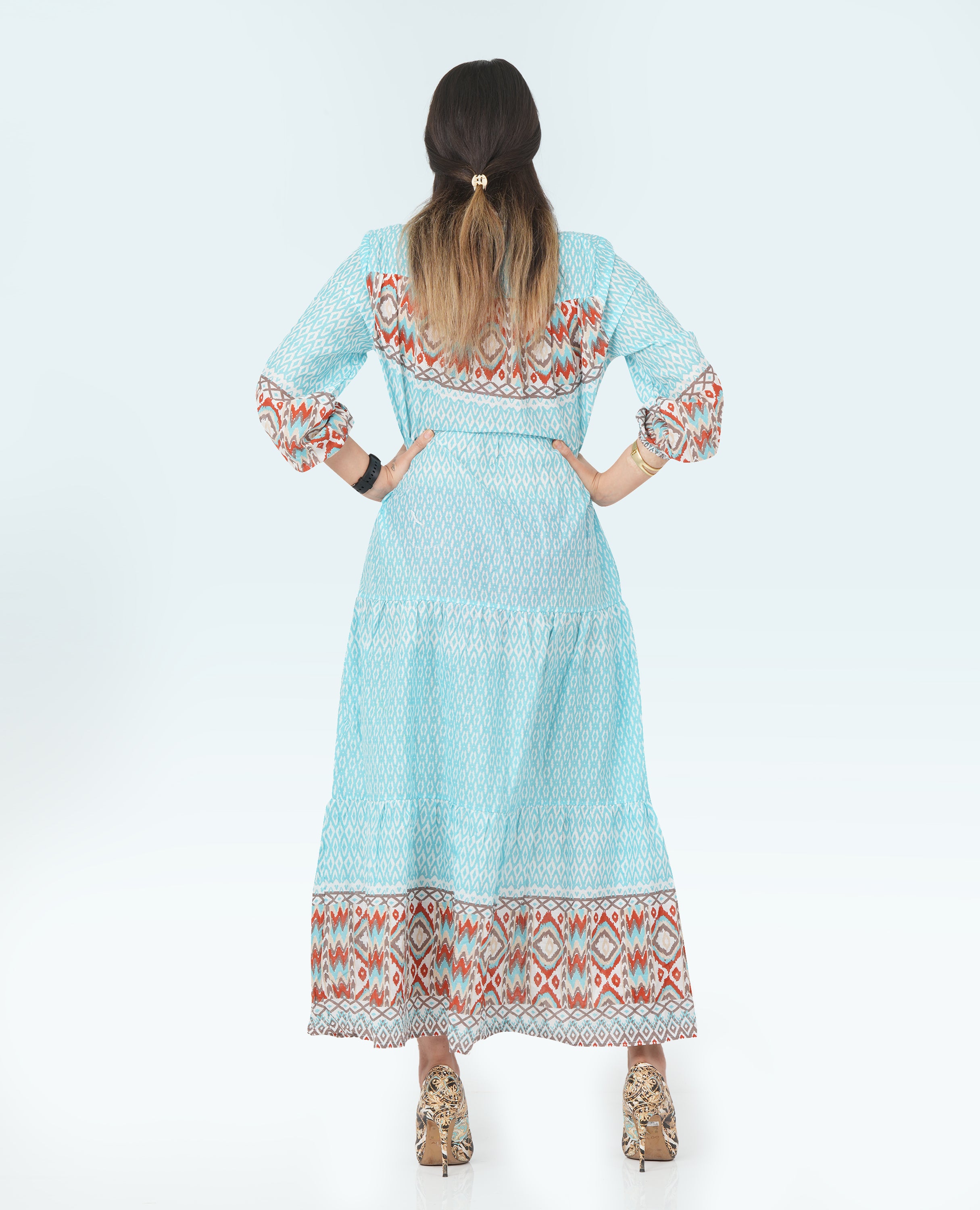 Ikat Print long Dress for Women - Finelook