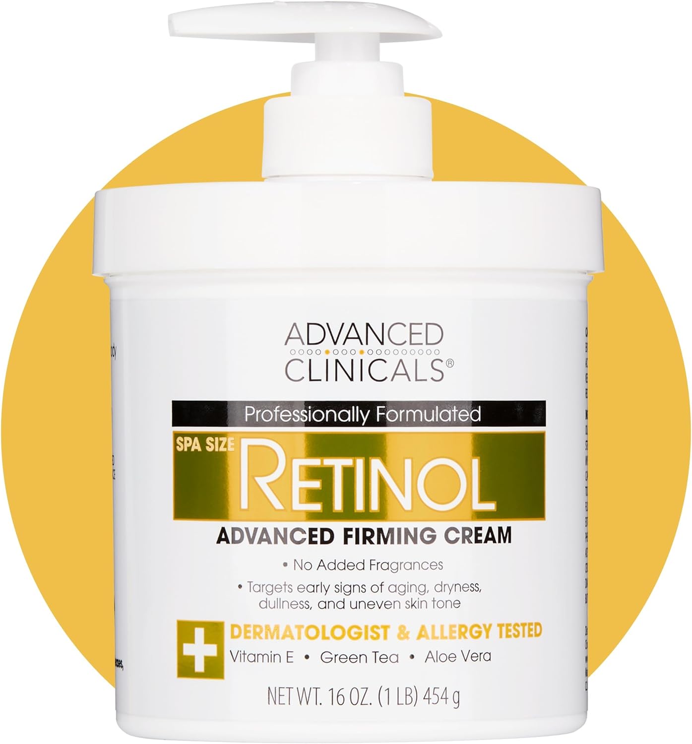 Advanced Clinicals Retinol Cream with Vitamin E, Aloe Vera and Green Tea - 454 g