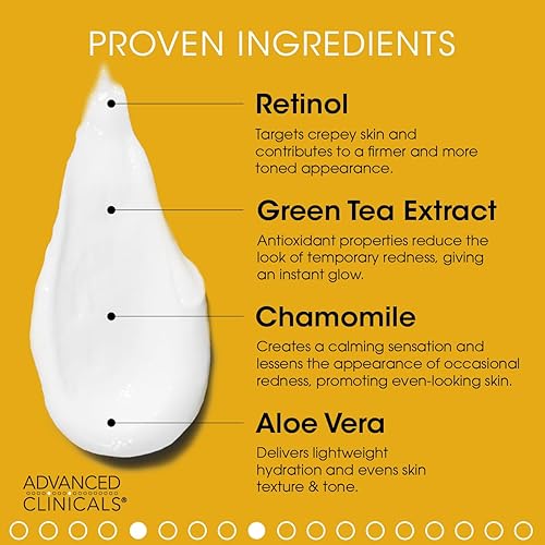 Advanced Clinicals, Retinol, Advanced Firming Cream with Green Tea, Aloe Vera & Chamomile 454 g