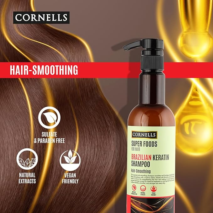 Cornell's Brazilian keratin Shampoo & Conditioner for Smoother Hair Sulfates & Paraben Free -  500 ml