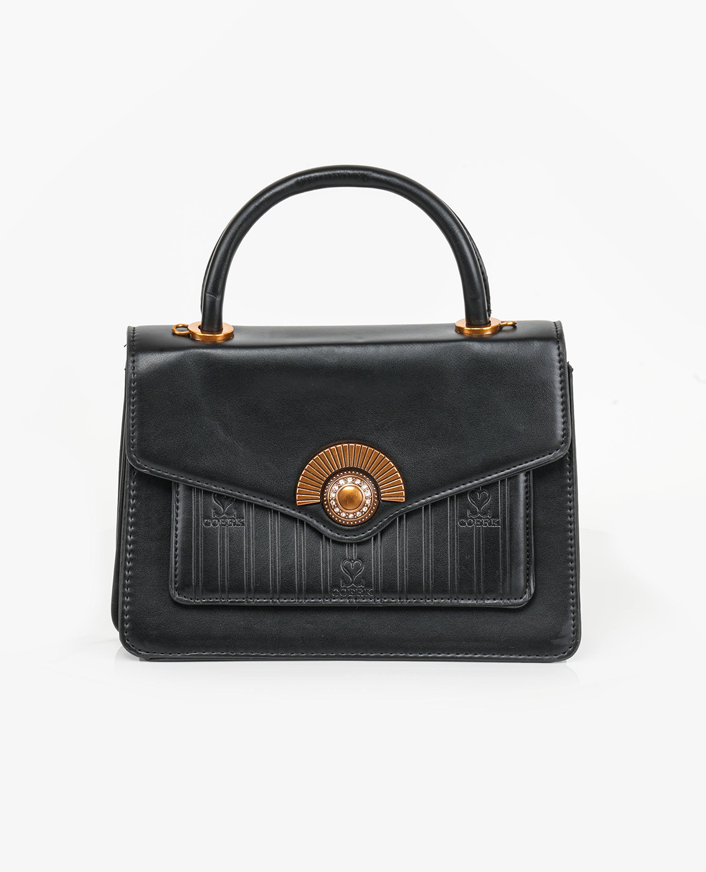 Elegant Black Top-Handle Handbag – Stylish PU Leather Shoulder Bag for Women - FineLook
