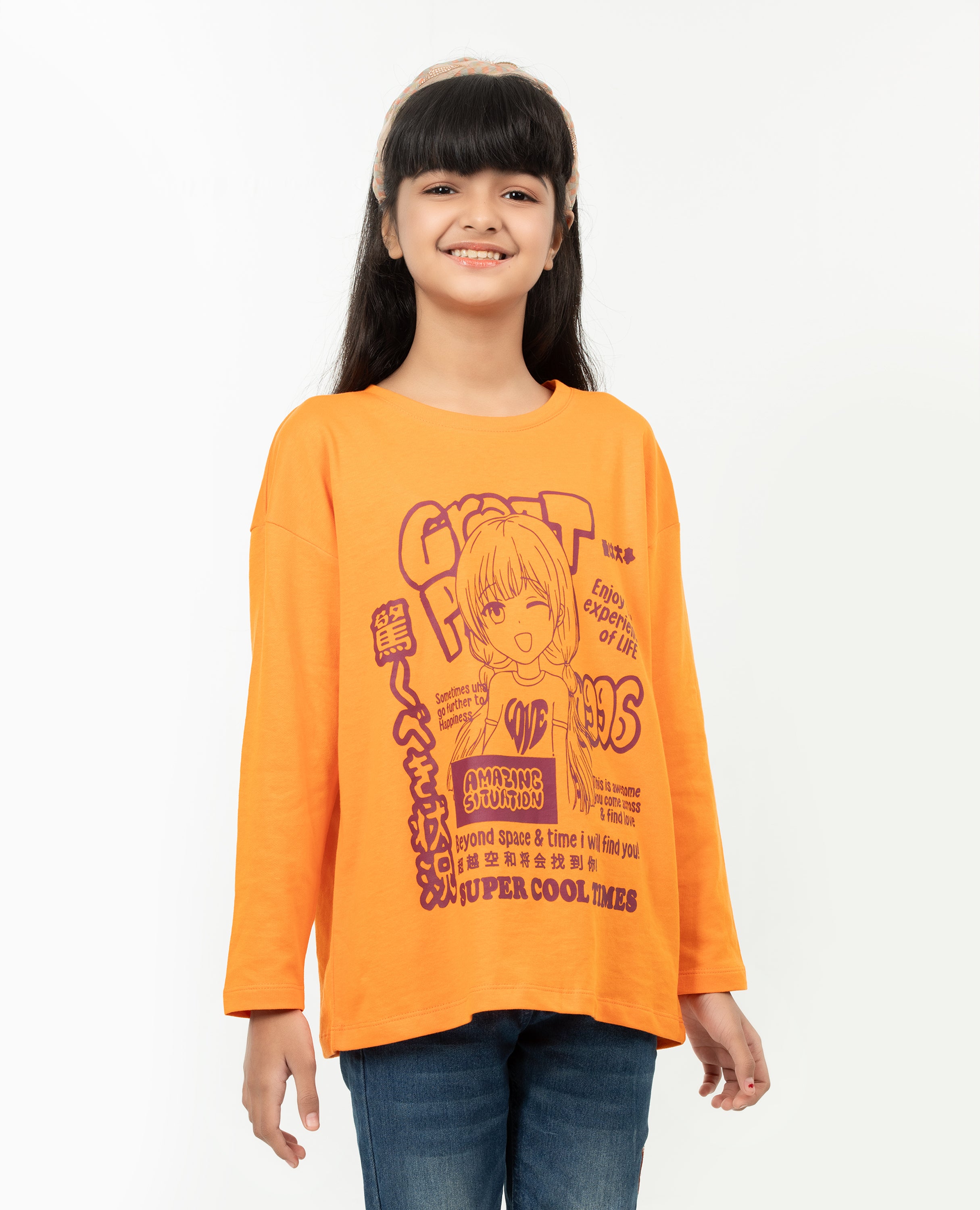 Girl’s Drop Shoulder Long sleeve  T-shirt