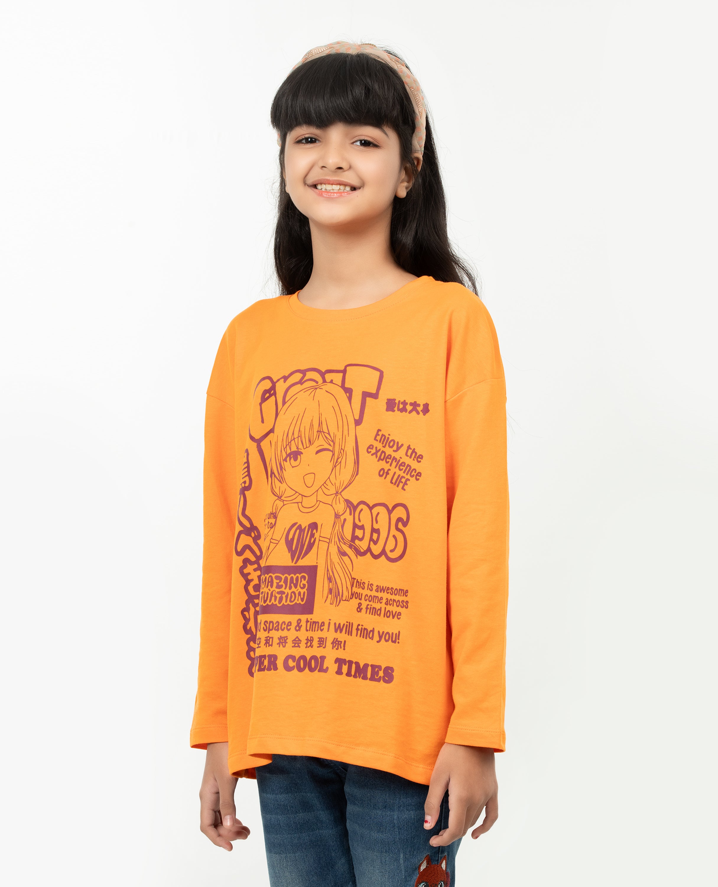 Girl’s Drop Shoulder Long sleeve  T-shirt