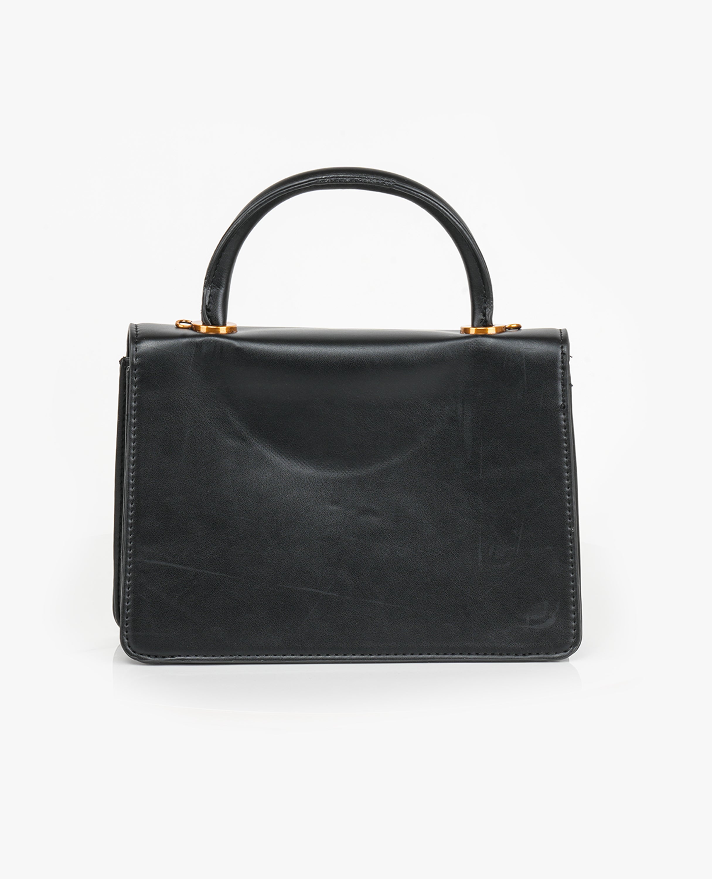 Elegant Black Top-Handle Handbag – Stylish PU Leather Shoulder Bag for Women - FineLook
