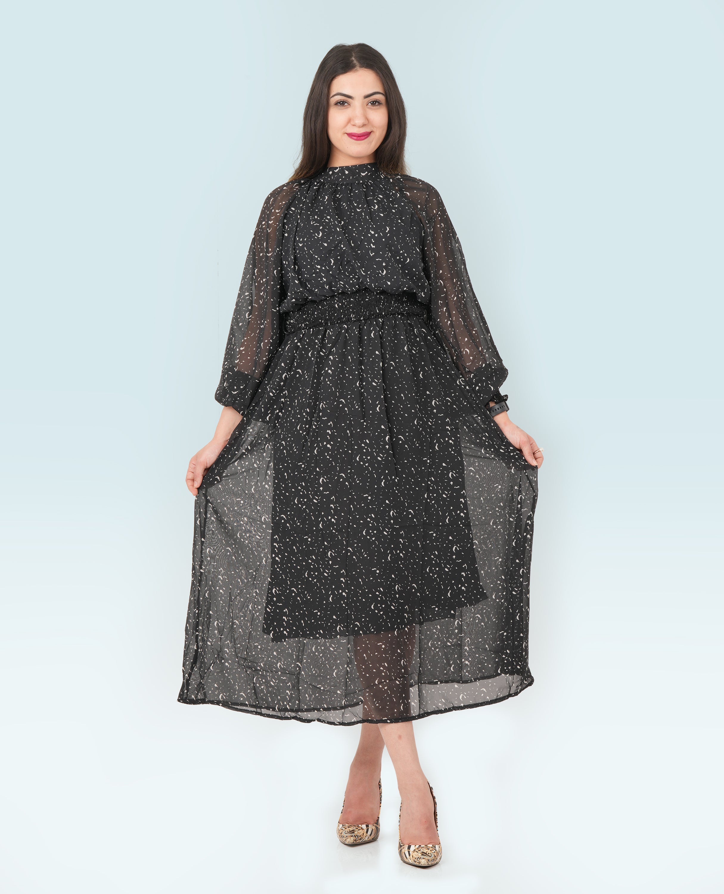 Black Mock Neck Dress for Women - Finelook