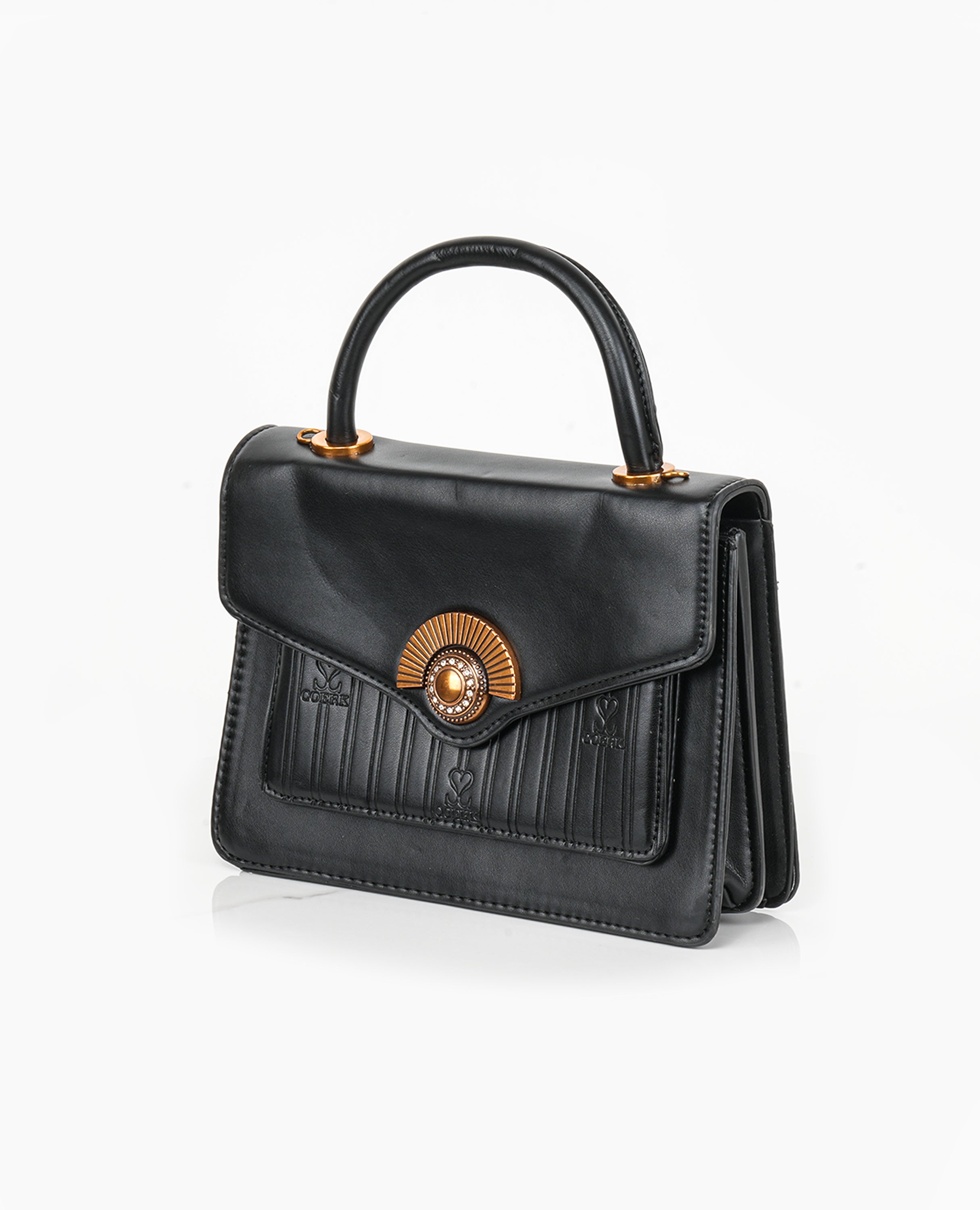 Elegant Black Top-Handle Handbag – Stylish PU Leather Shoulder Bag for Women - FineLook