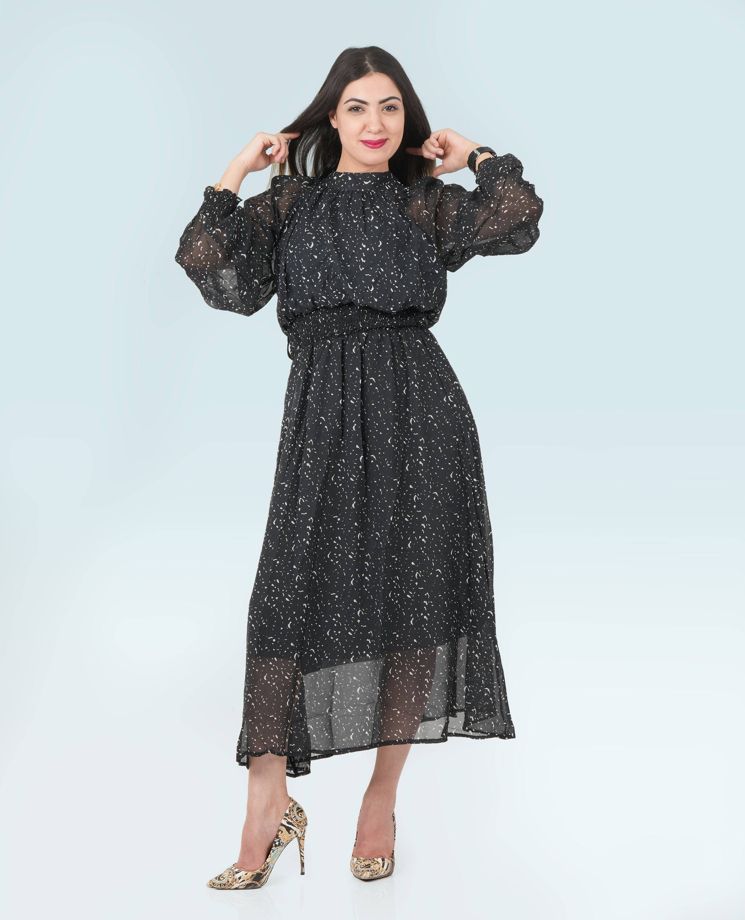 Black Mock Neck Dress for Women - Finelook - FineLook