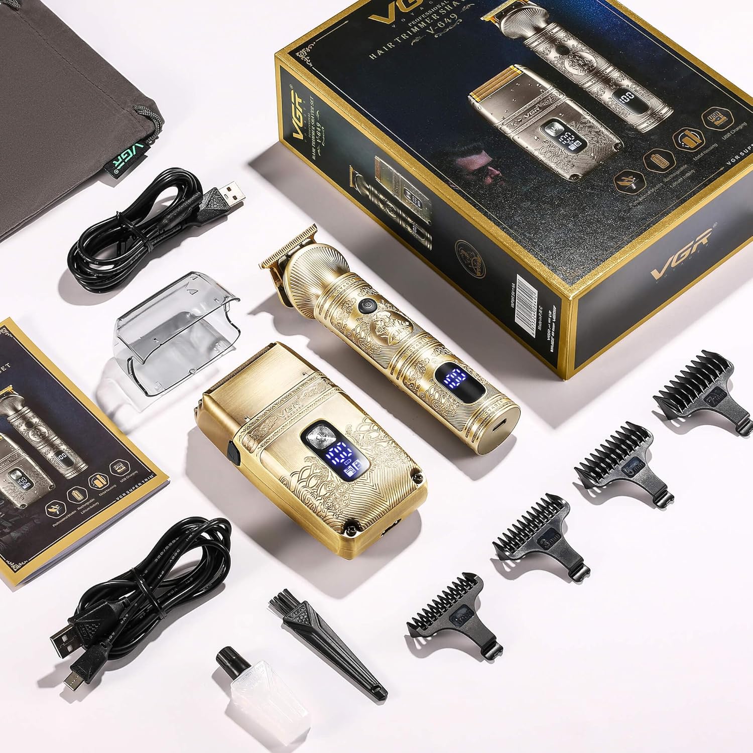 VGR - 649 Hair Trimmer & Electric Razor for Men with Triple Blades Waterproof Cordless