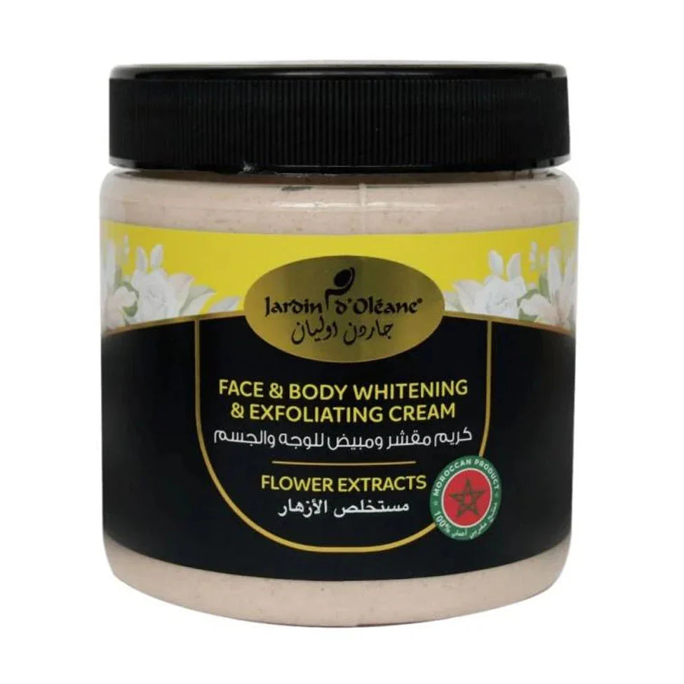 Jardin D’Oléane Face & Body Whitening & Exfoliating Cream with Flower Extracts – Deep Moisturizing Brightening Scrub Cream