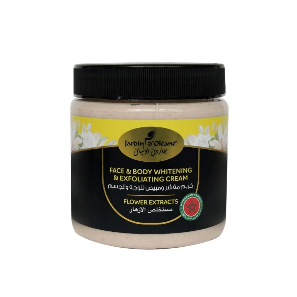 Jardin D’Oléane Face & Body Whitening & Exfoliating Cream with Flower Extracts – Deep Moisturizing Brightening Scrub Cream