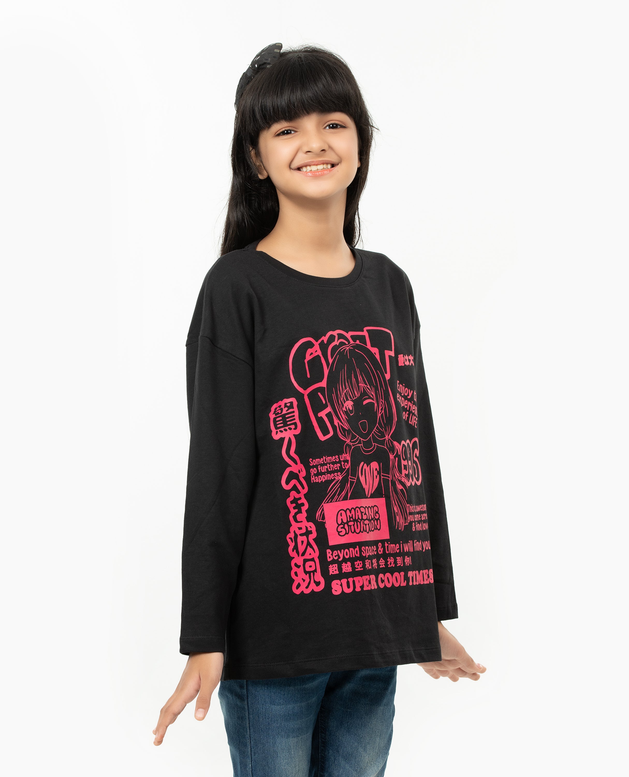 Girl’s Drop Shoulder Long sleeve  T-shirt