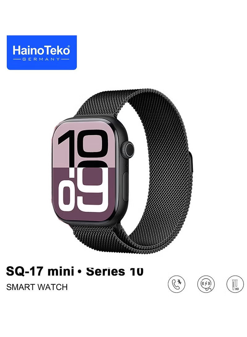 HainoTeko SQ-17 Mini Smart Watch AMOLED Display with 3 Interchangeable Straps for Women - Black