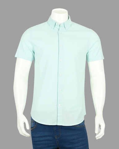 Men's Solid Slim Fit Shirt with Short Sleeves