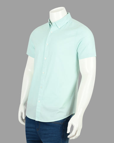 Men's Solid Slim Fit Shirt with Short Sleeves