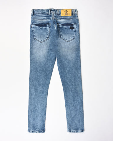 men's denim jeans rough cut Blue
