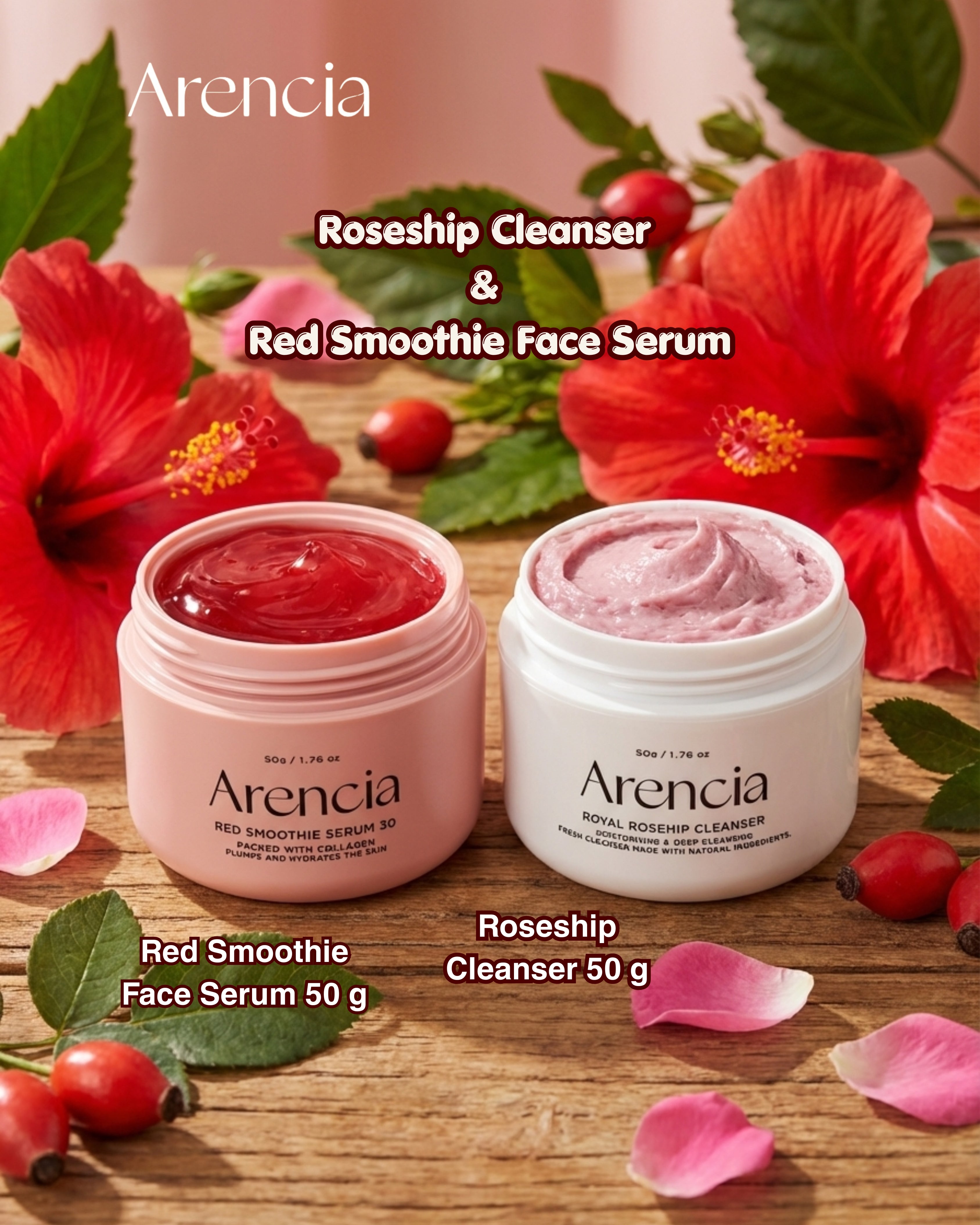Arencia Roseship Cleanser & Red Smoothie Face Serum